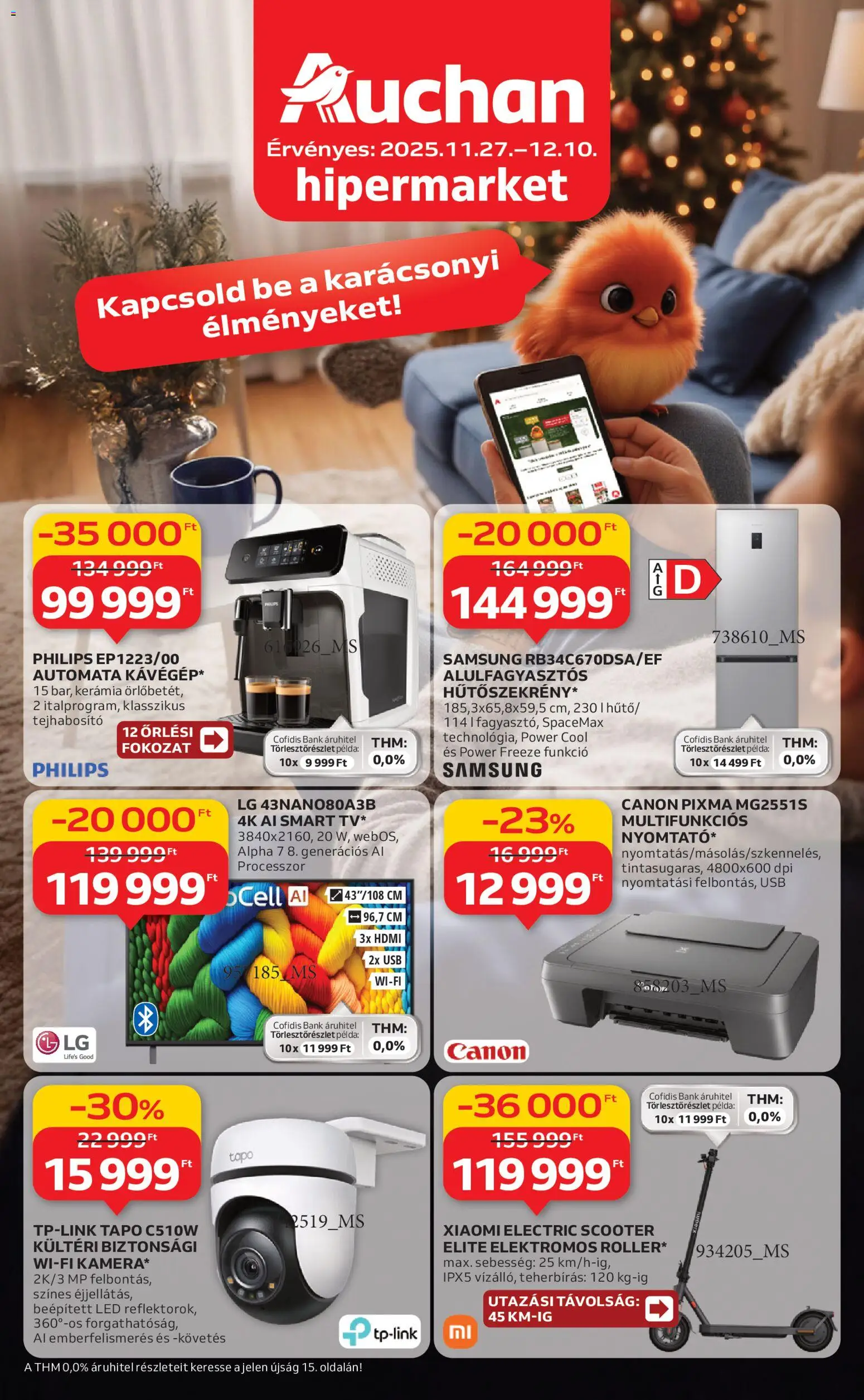 Auchan akciós ujság - amely érvényes a következő dátumtól: 27.11.2025 | Oldal: 1 | Termékek: USB, Tejhabosító, Xiaomi, Samsung