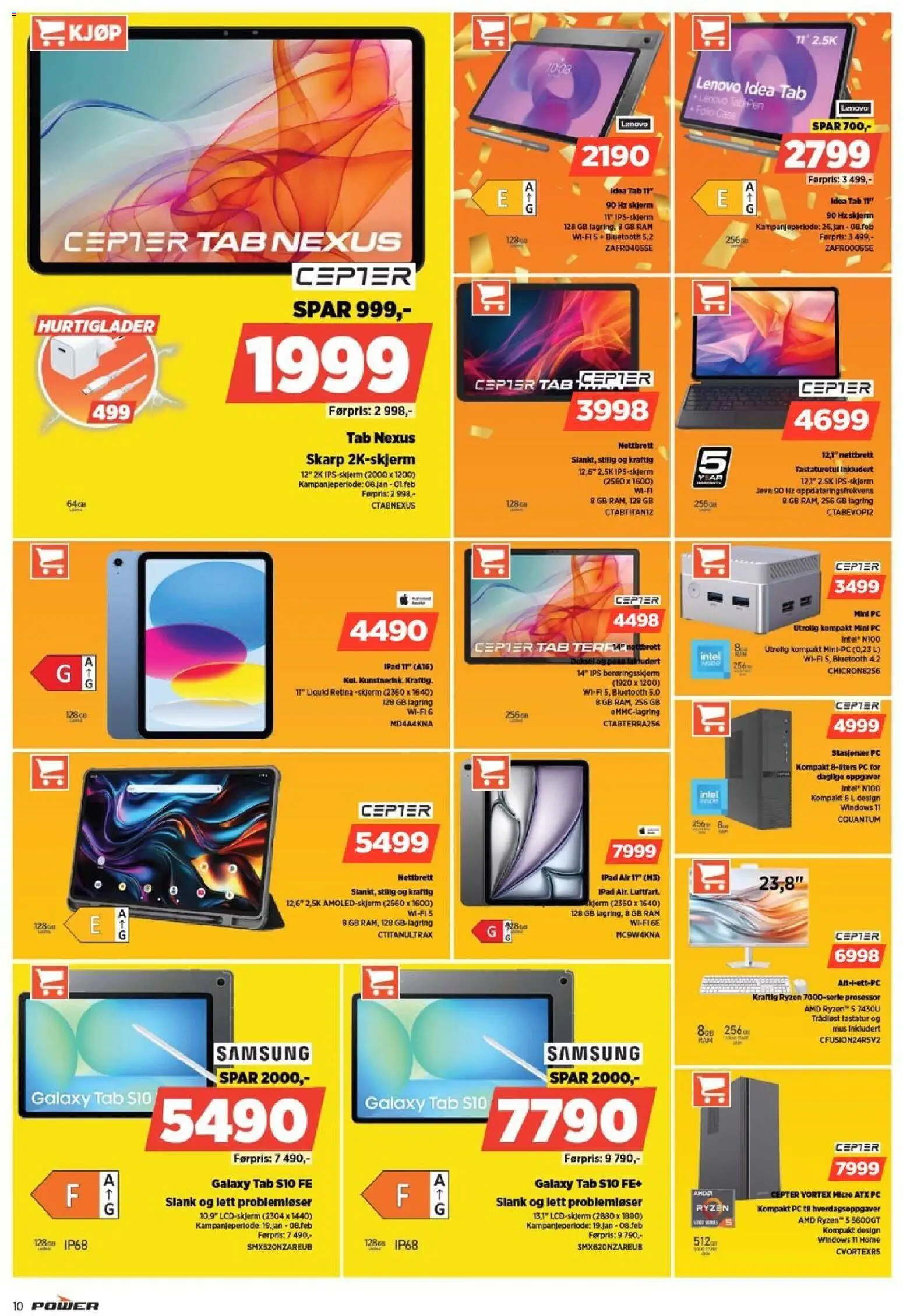 {H1} | Side: 10 | Produkter: Nettbrett, Skjerm, Pc, Tastatur