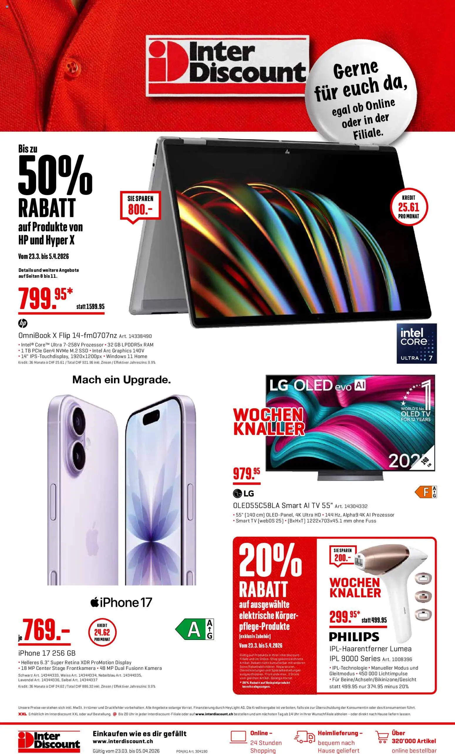 Interdiscount aktionen – gültig ab 23.03.2026 | Seite: 1 | Produkte: Uhr, HP, LG, Philips