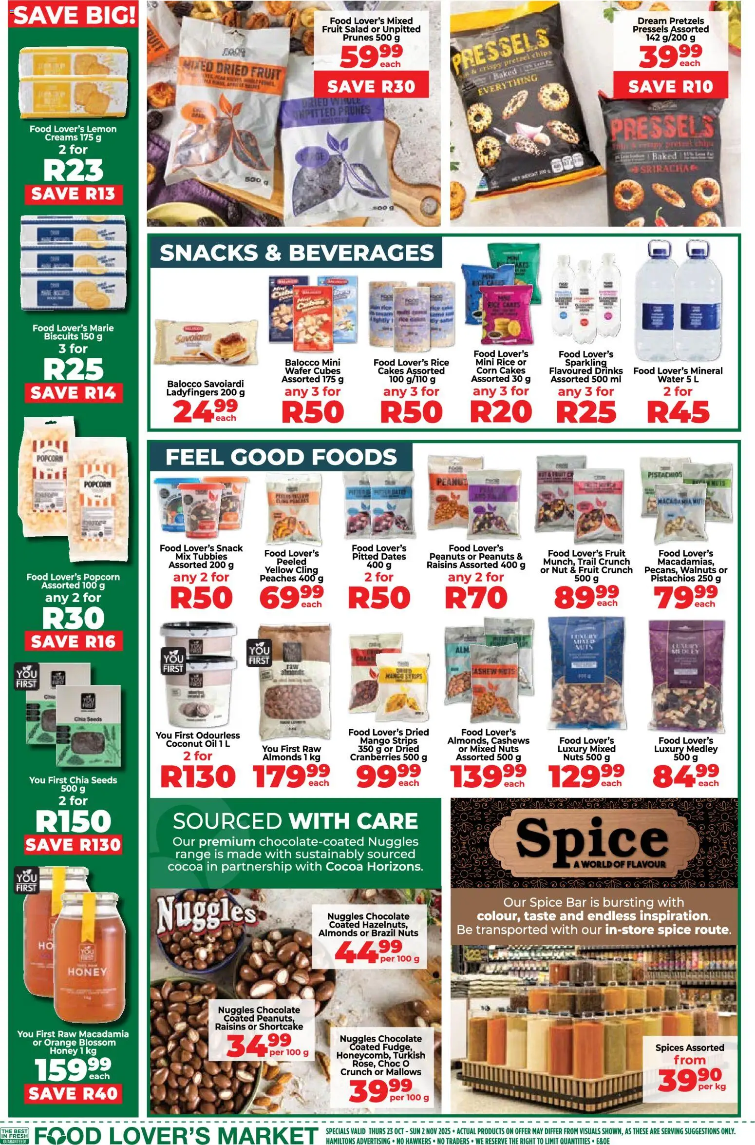 New Food Lover's Market catalogue – valid from 23.10.2025 | Page: 8 | Products: Dates, Raisins, Water, Peach
