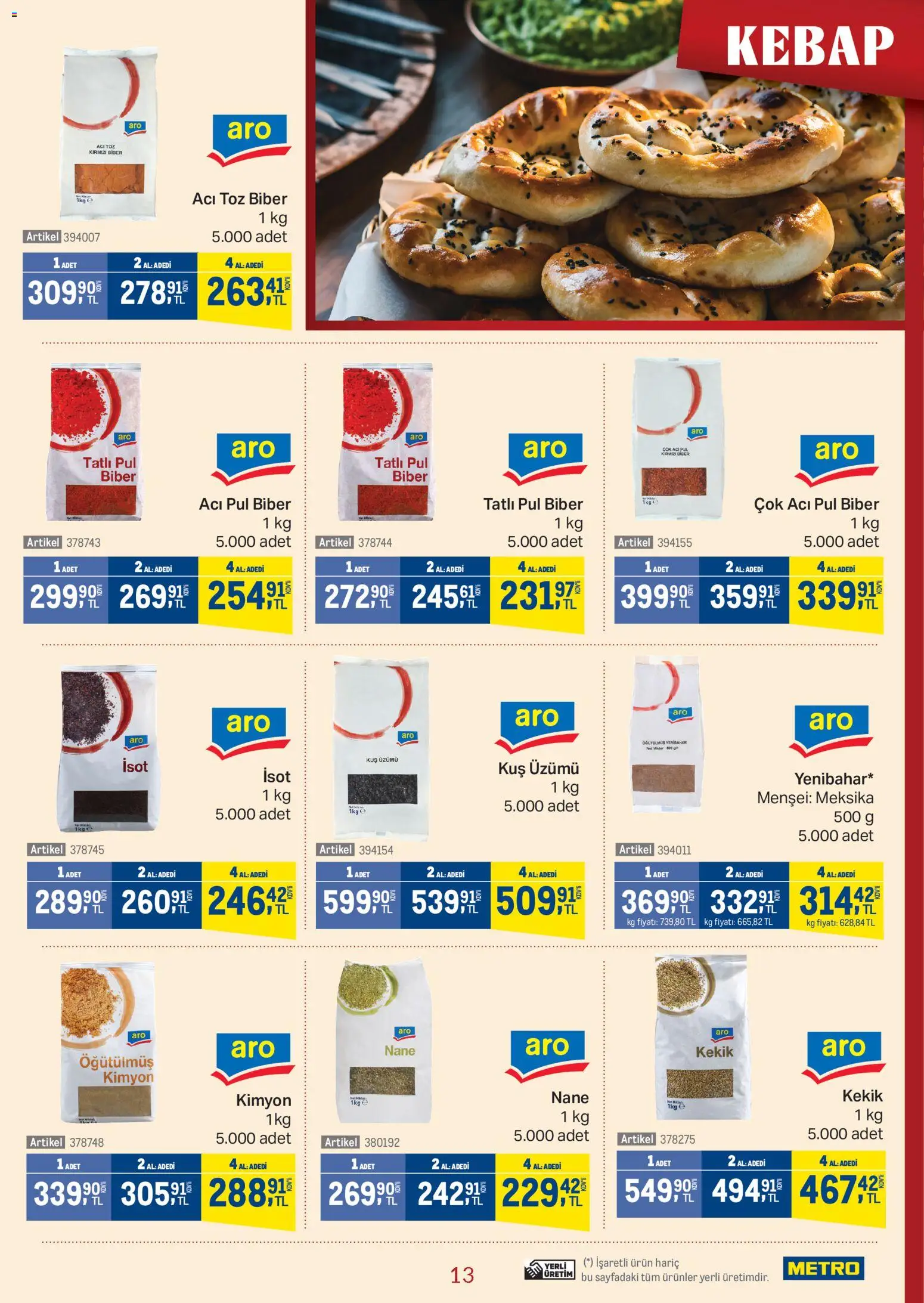 Metro - Kebap Restoranları - 21.01.2026 tarihinden itibaren geçerlidir | Sayfa: 13 | Ürünler: Biber, Kekik, Kırmızı biber, Nane