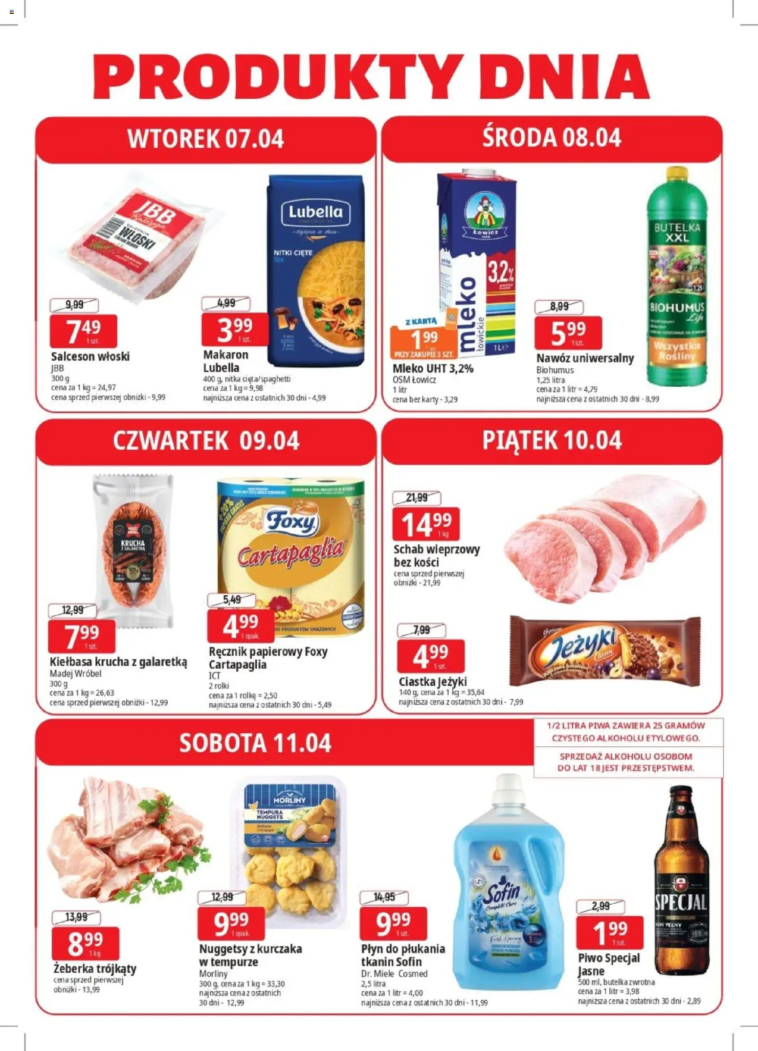 E.Leclerc gazetka - Elbląg od 07.04.2026 | Strona: 4 | Produkty: Karta, Schab, Schab wieprzowy, Rolki