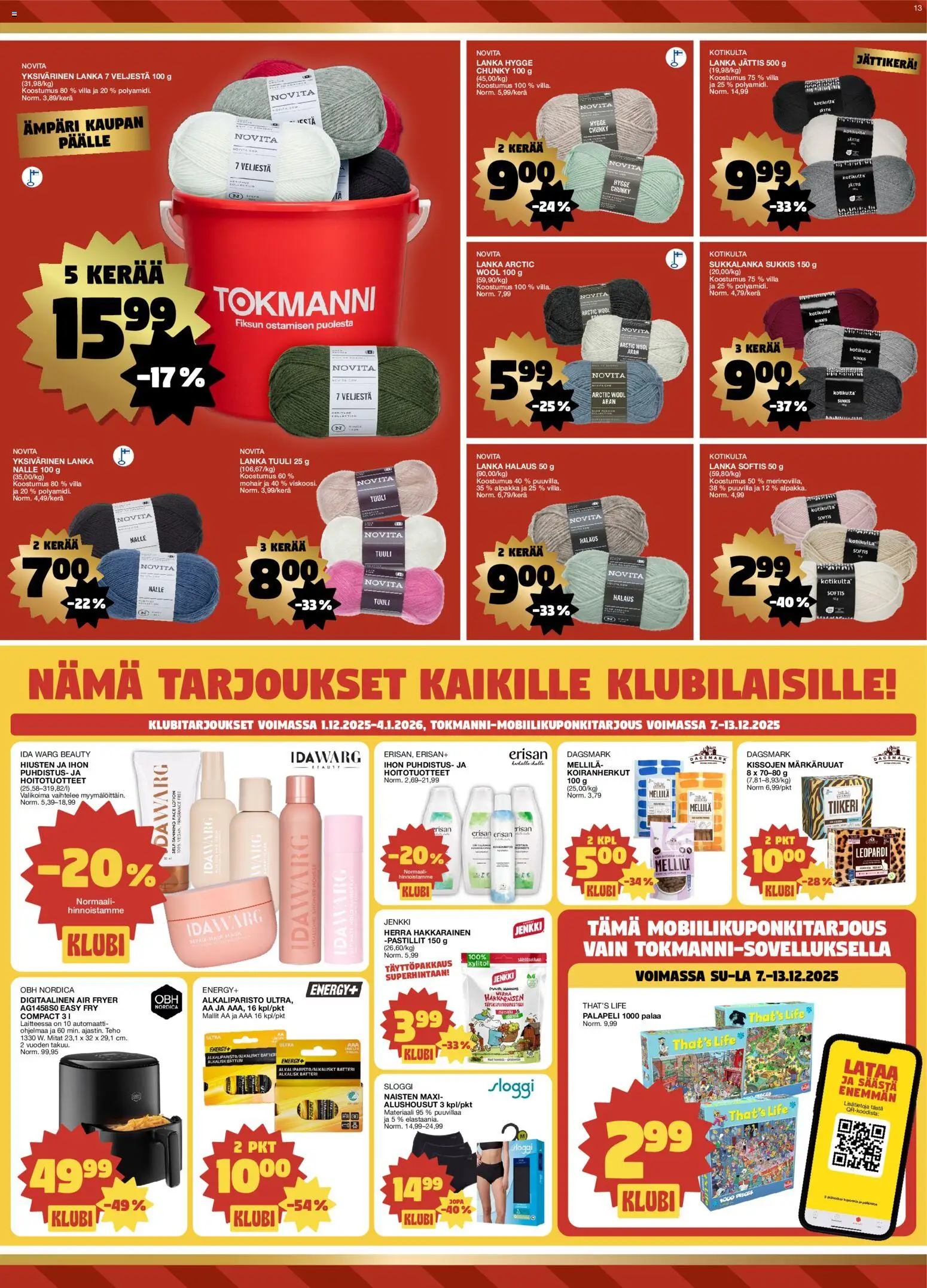 Tokmanni tarjoukset – voimassa 08.12.2025 alkaen | Sivu: 13 | Tuotteet: Ämpäri, Palapeli, Alushousut