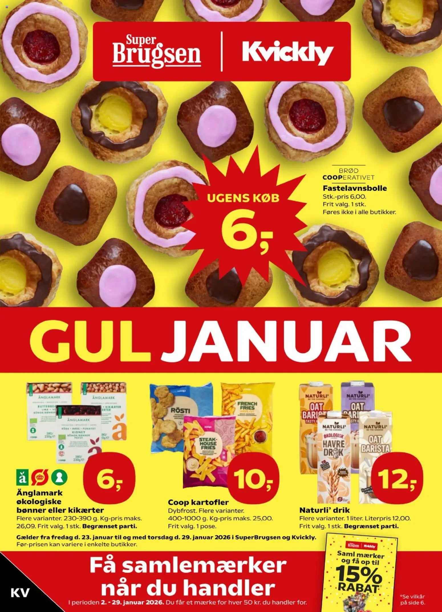 Kvickly tilbudsavis – gyldig fra 23.01.2026 | Side: 1 | Produkter: Brød, Kartofler, Kikærter, Bønner