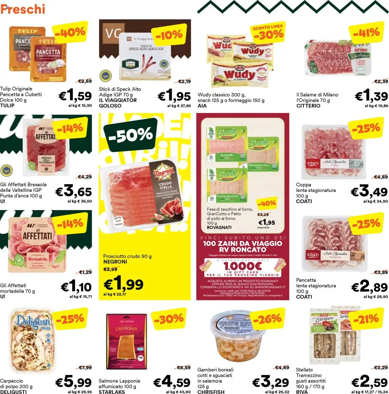 Volantino Unes del 08.10.2025 | Pagina: 6 | Prodotti: Speck, Bresaola, Gamberi, Prosciutto