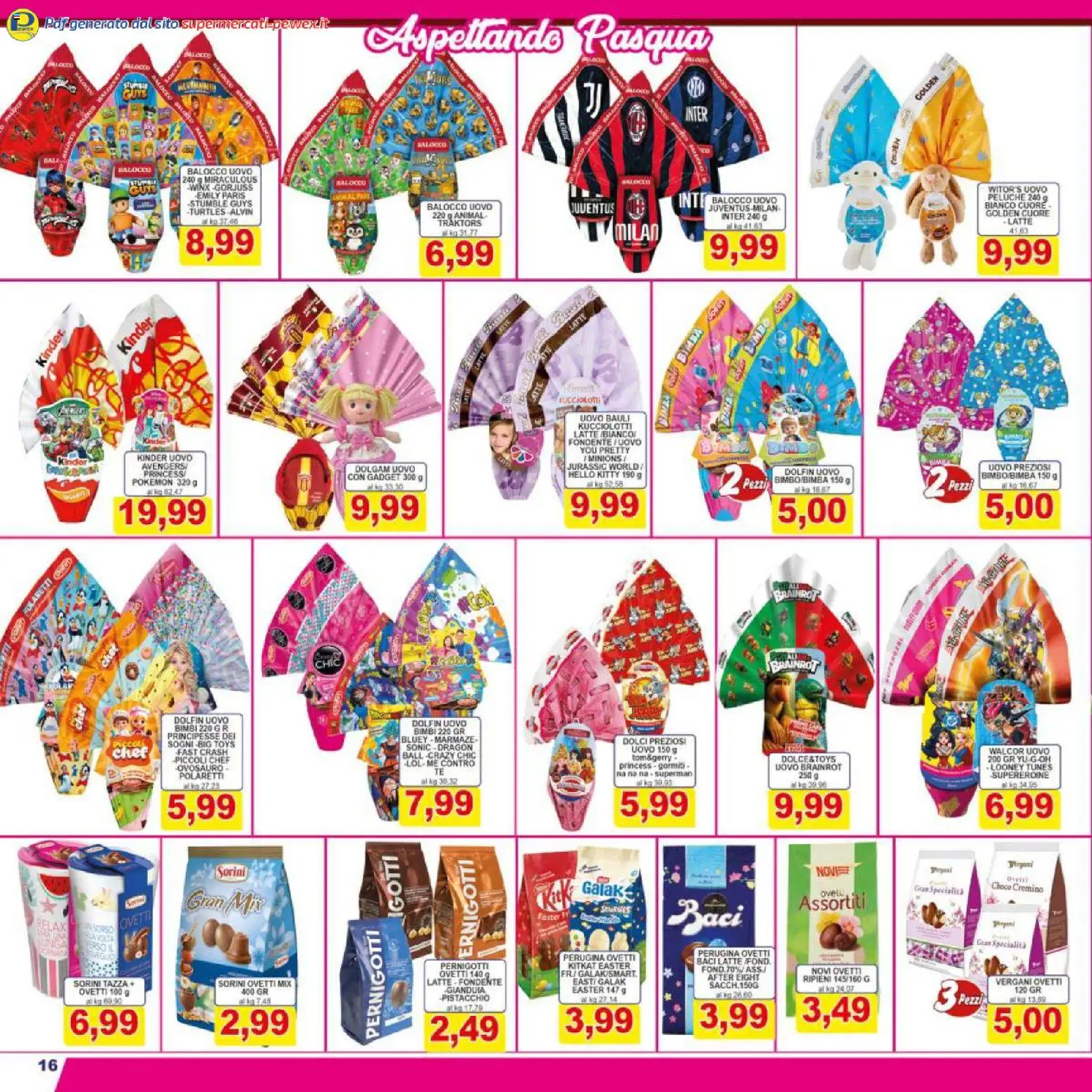 Volantino Pewex del 17.03.2026 | Pagina: 16 | Prodotti: Peluche, Latte