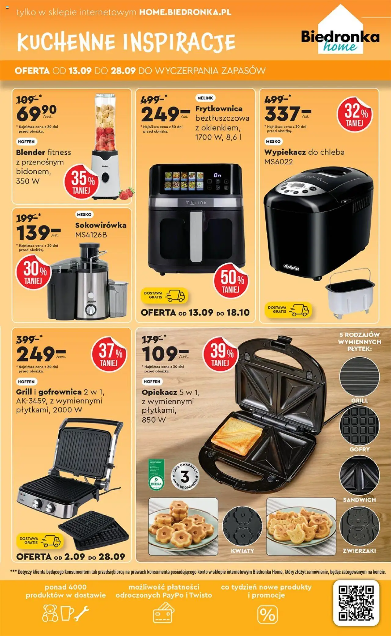 Biedronka gazetka - Home od 13.09.2025 | Strona: 3 | Produkty: Frytkownica, Sandwich, Frytkownica beztłuszczowa, Kwiaty