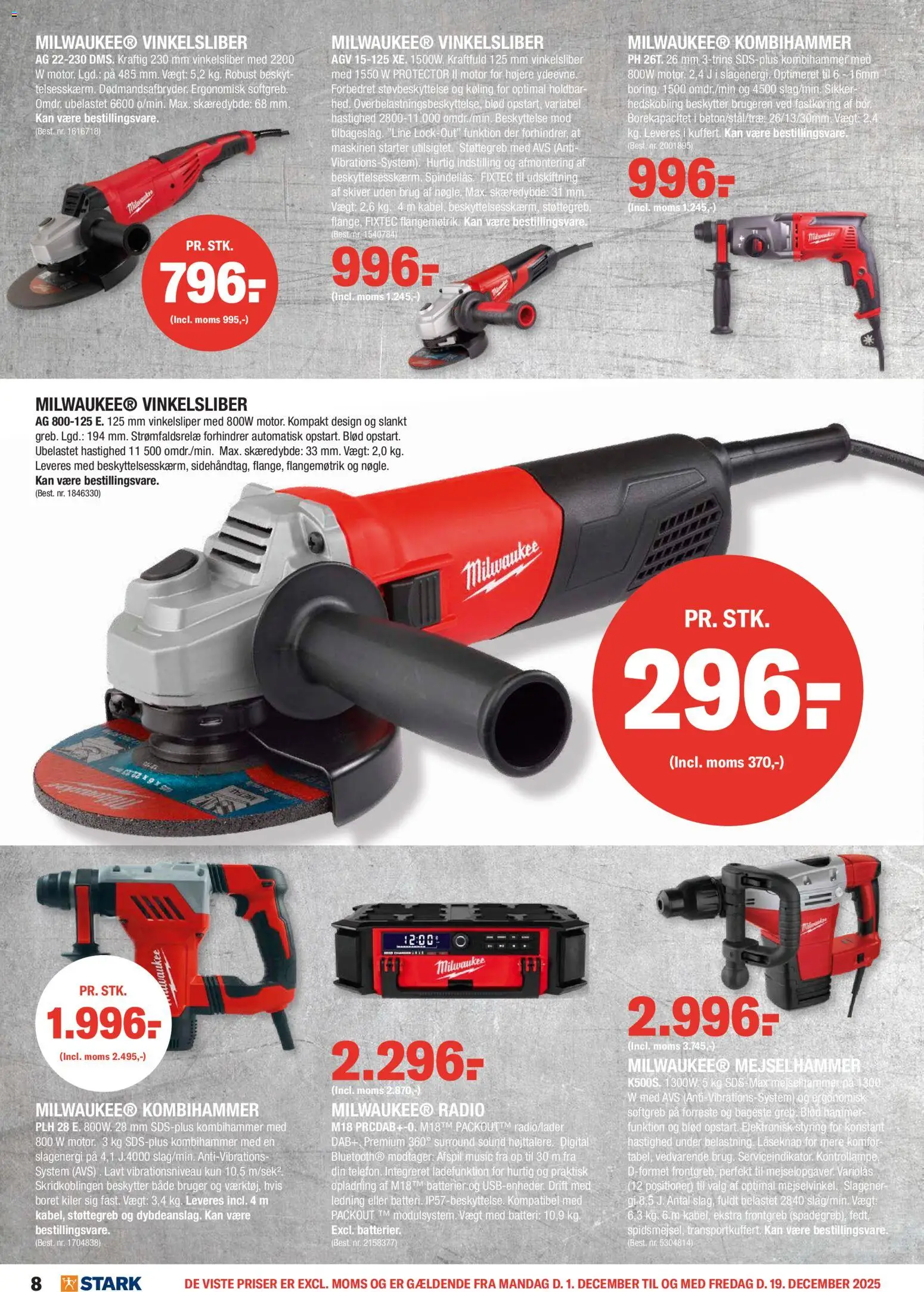 Stark tilbudsavis – gyldig fra 01.12.2025 | Side: 8 | Produkter: Batterier, Radio, Hammer, Batteri