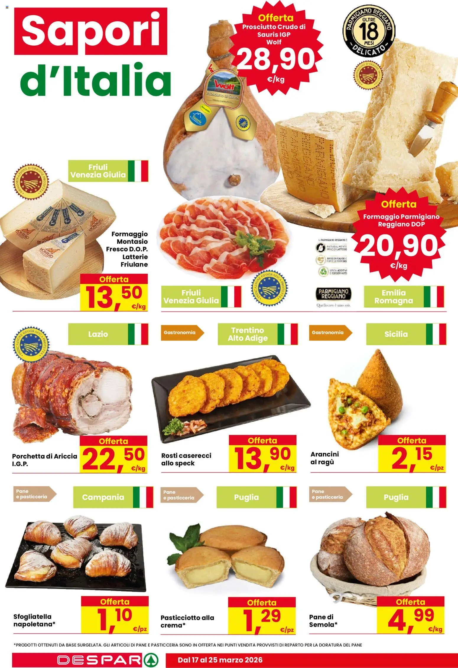 Volantino Despar del 17.03.2026 | Pagina: 10 | Prodotti: Porchetta, Pane, Ragú, Parmigiano reggiano