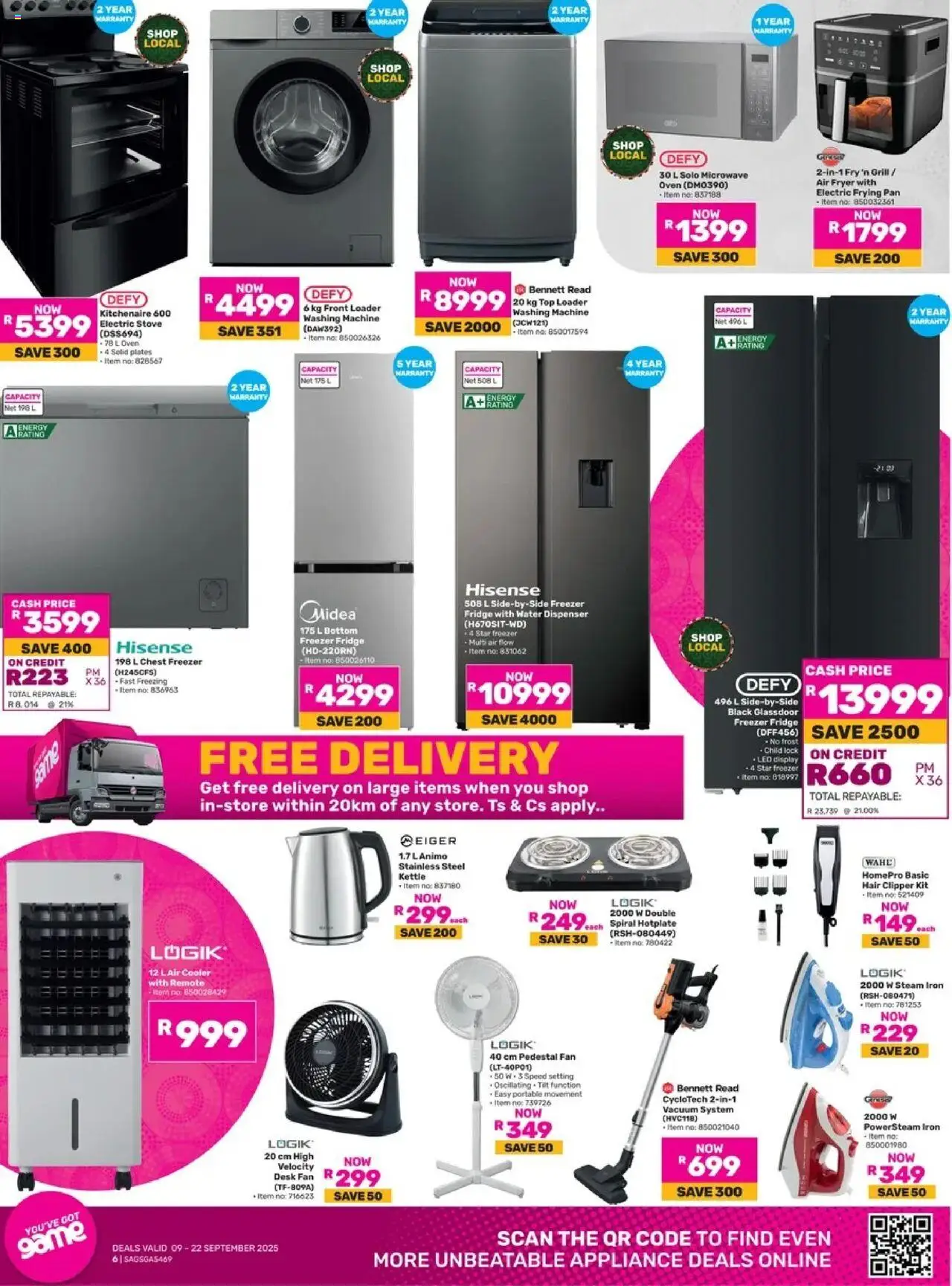 New Game catalogue – valid from 09.09.2025 | Page: 6 | Products: Kettle, Fryer, Freezer fridge, Fridge