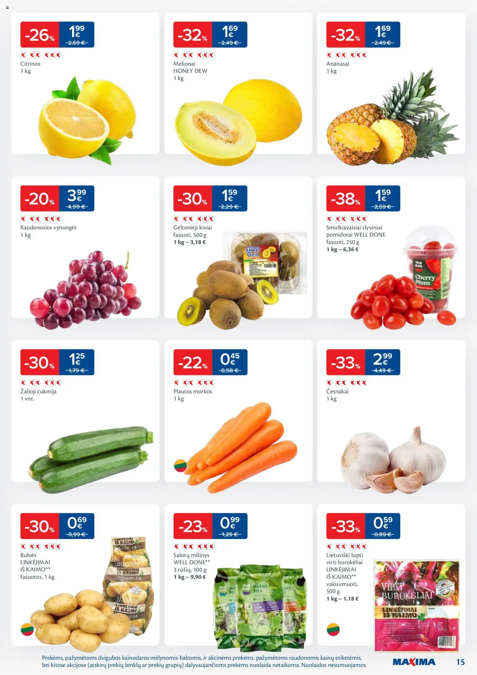 MAXIMA akcijos nuo 24.02.2026 | Puslapis: 15 | Prekių: Bulvės, Vynuogės, Pomidorai, Kiviai