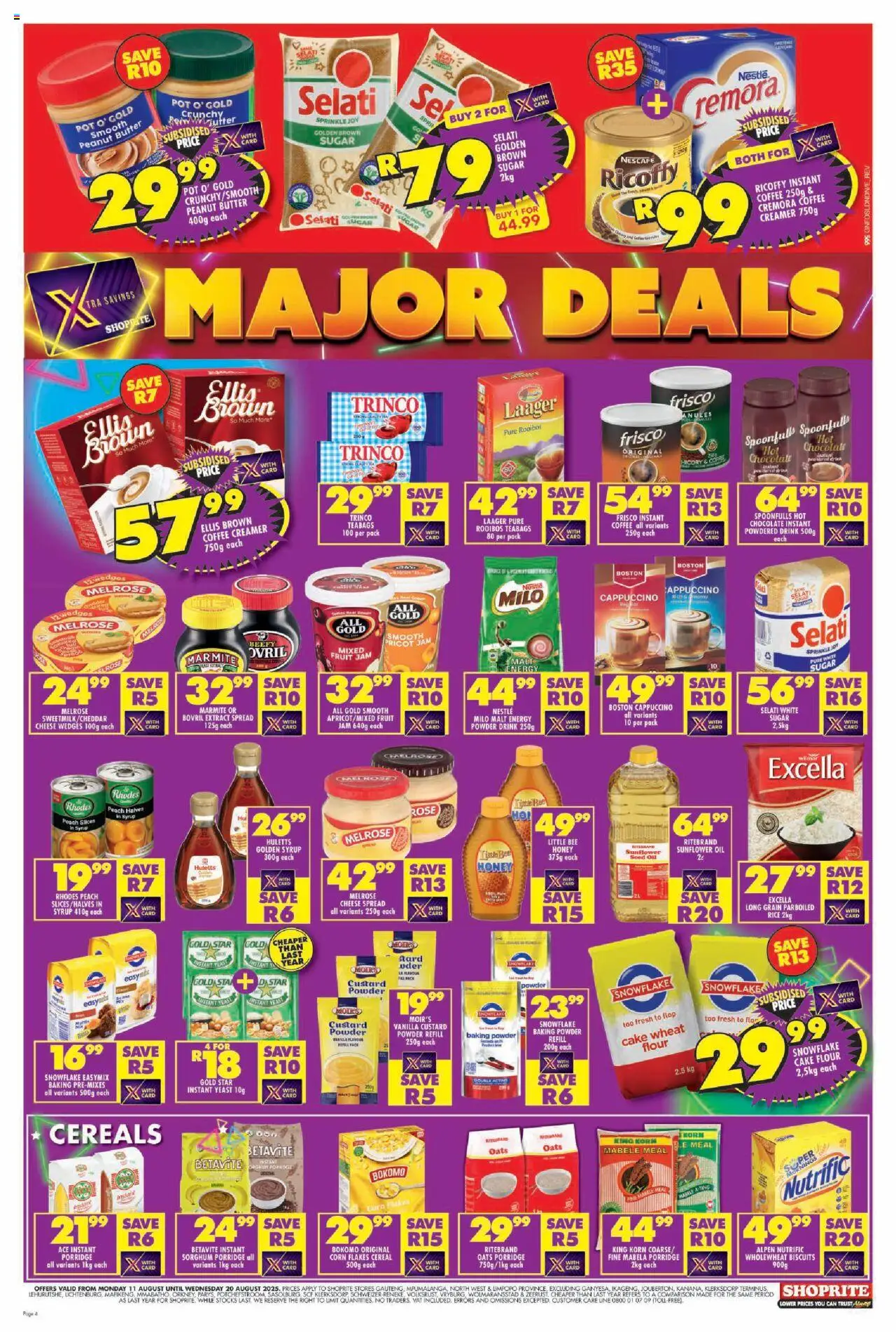Shoprite Gauteng - Major Deals │ valid from 11.08.2025 | Page: 4 | Products: Corn, Flour, Butter, Biscuits
