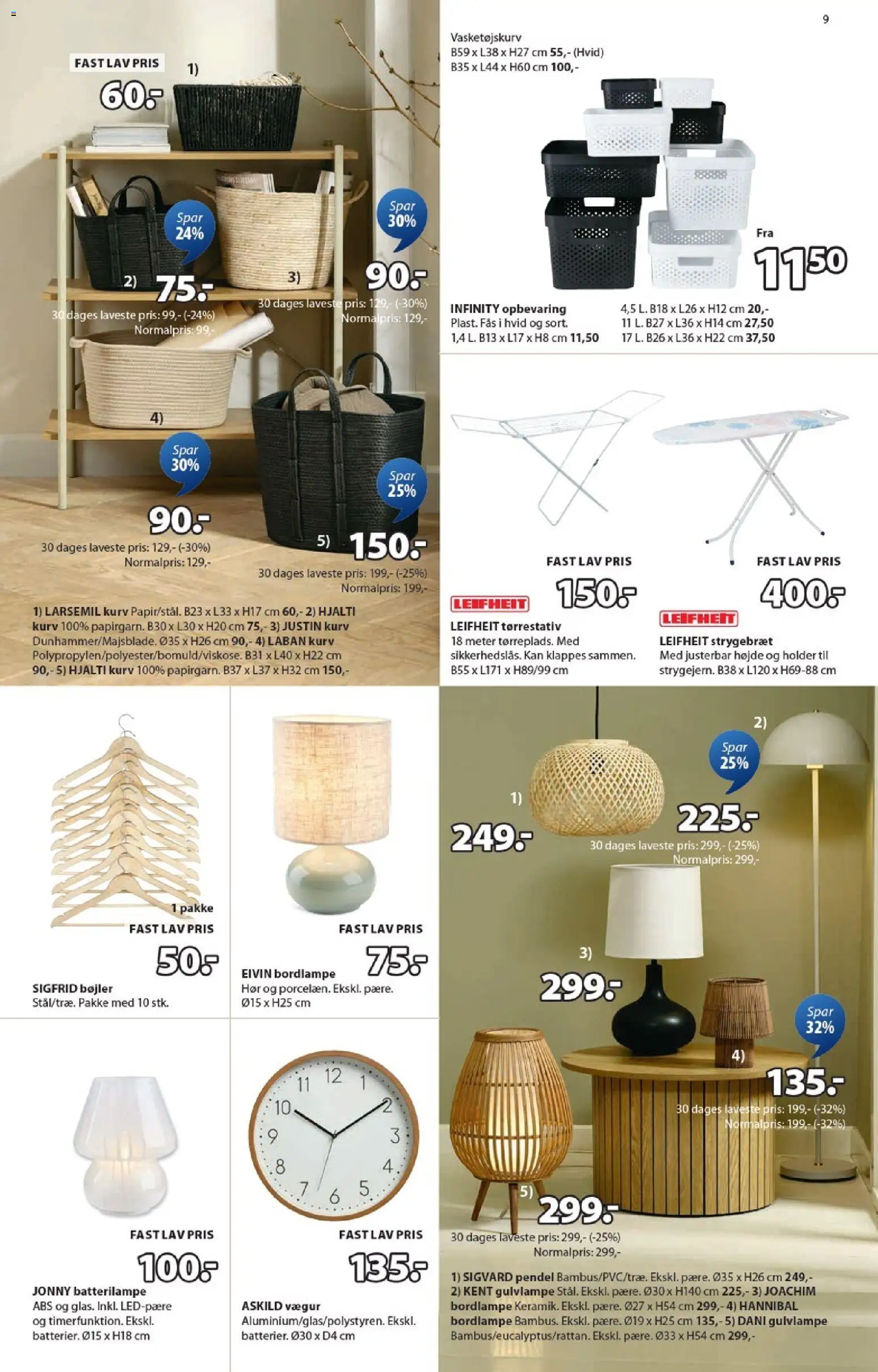 JYSK tilbudsavis – gyldig fra 13.02.2026 | Side: 9 | Produkter: Kurv, Bøjler, Strygebræt
