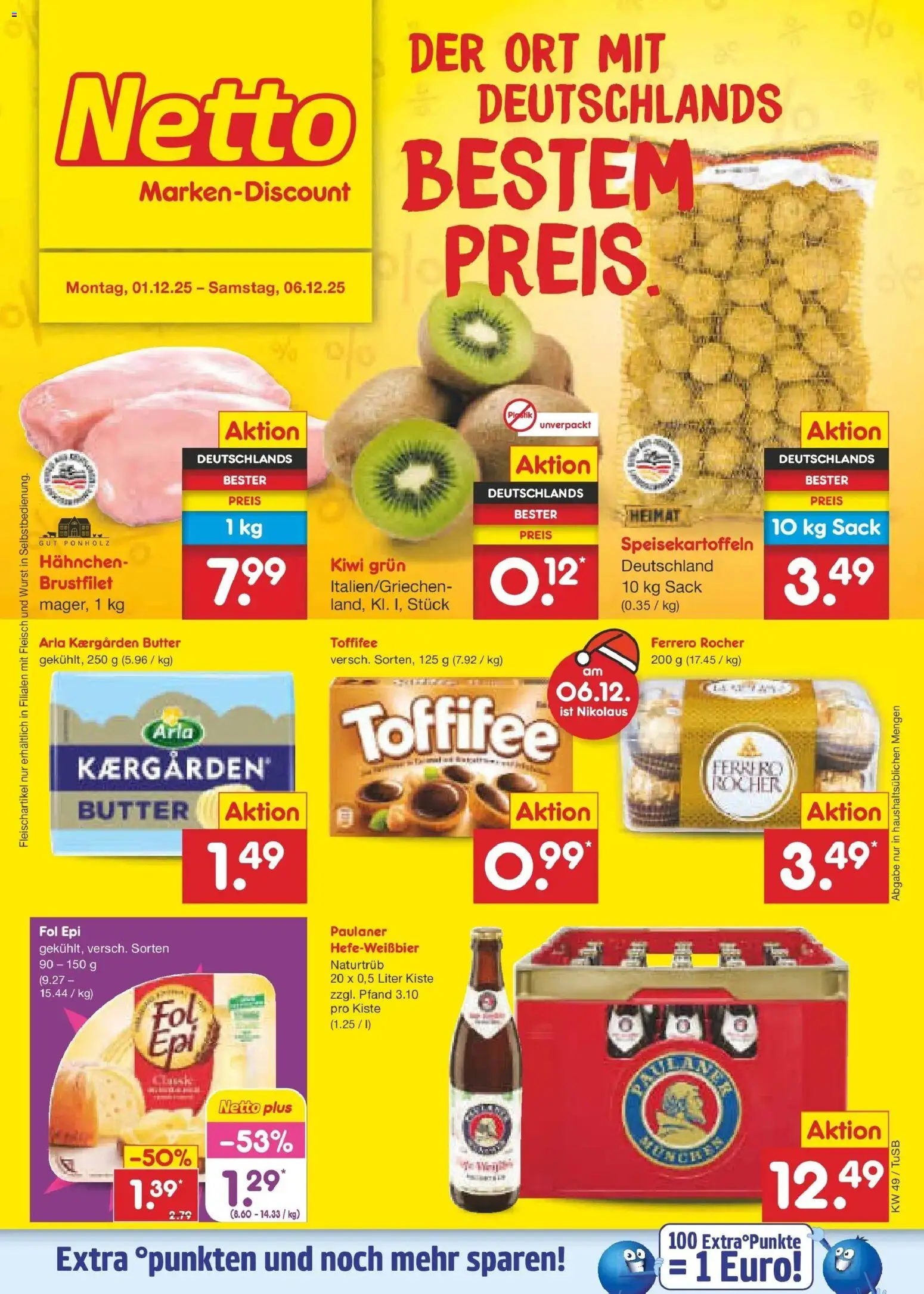 Netto Marken-Discount prospekt Calw-Stammheim	 – gültig ab 01.12.2025 | Seite: 1 | Produkte: Ferrero rocher, Butter, Toffifee, Fleisch