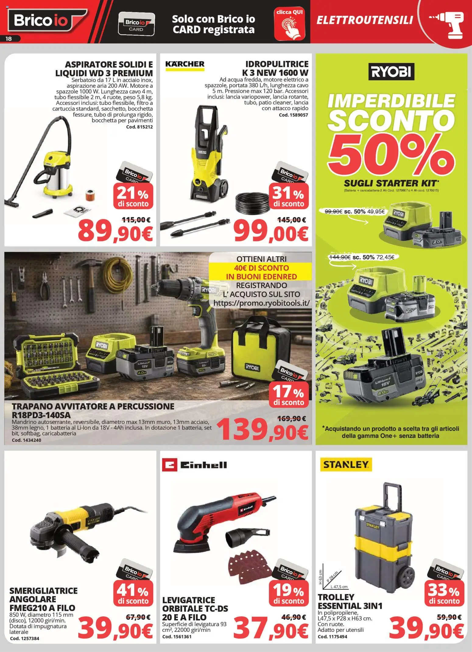 Volantino Brico io del 02.04.2026 | Pagina: 18 | Prodotti: Avvitatore, Acqua, Idropulitrice, Cavo