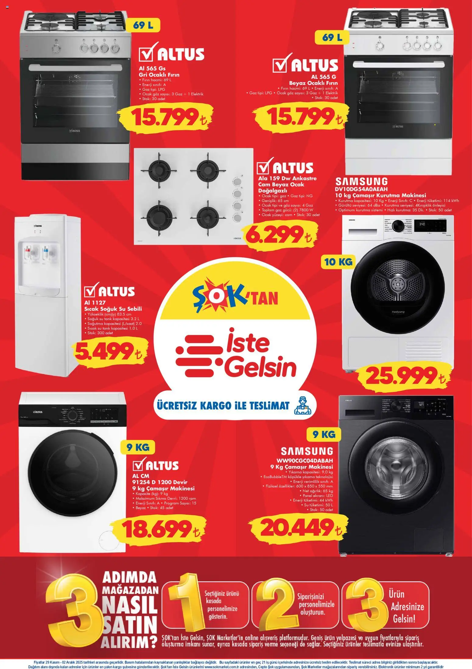Şok Market Hafta sonu fırsatları - 29.11.2025 tarihinden itibaren geçerlidir | Sayfa: 2 | Ürünler: Kurutma makinesi, Su sebili, Fırın, Ağırlık