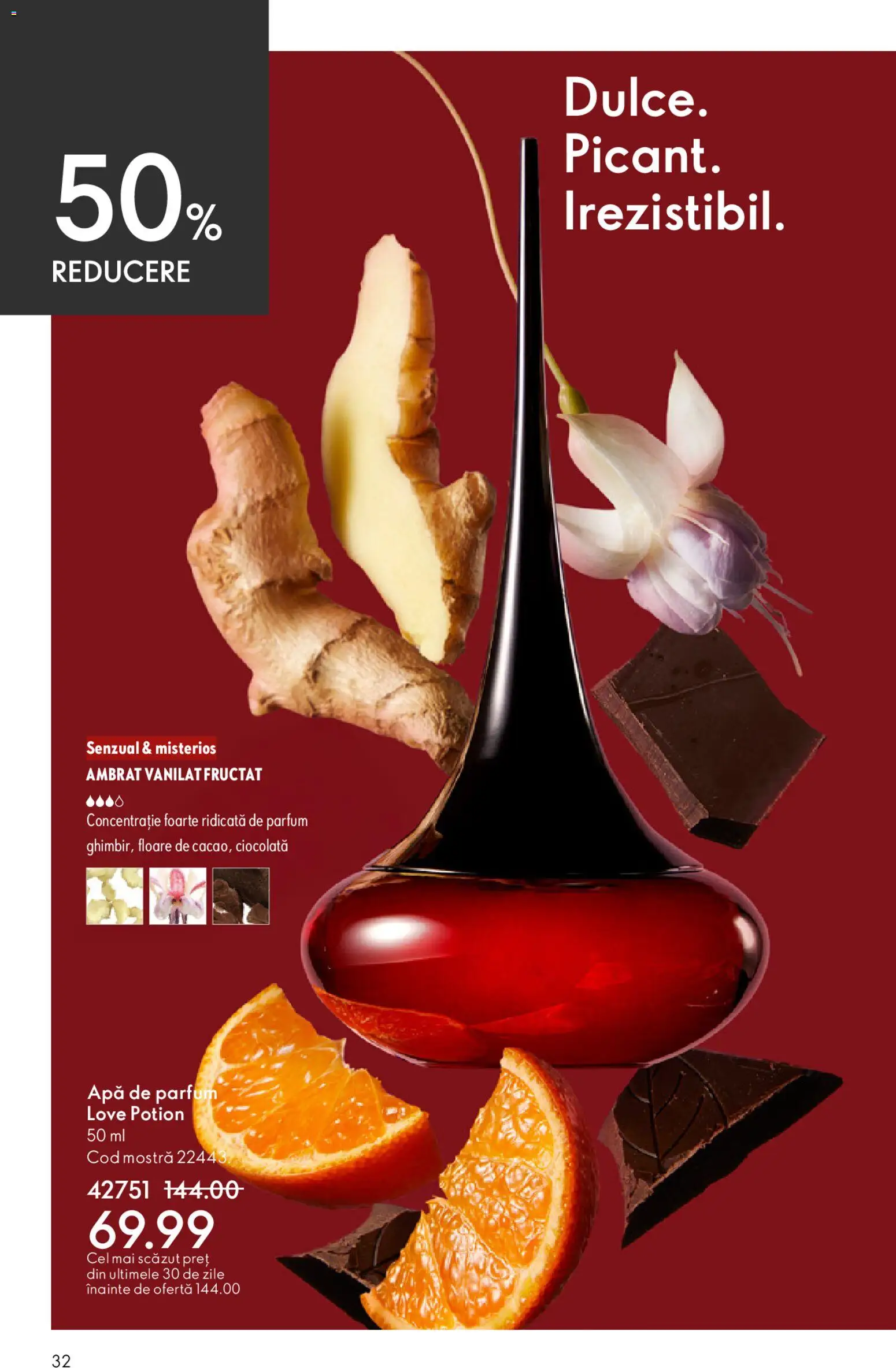 Noul catalog Oriflame – valabil de la 27.05.2026 | Pagină: 32 | Produse: Apă de parfum, Parfum, Ciocolată, Apă