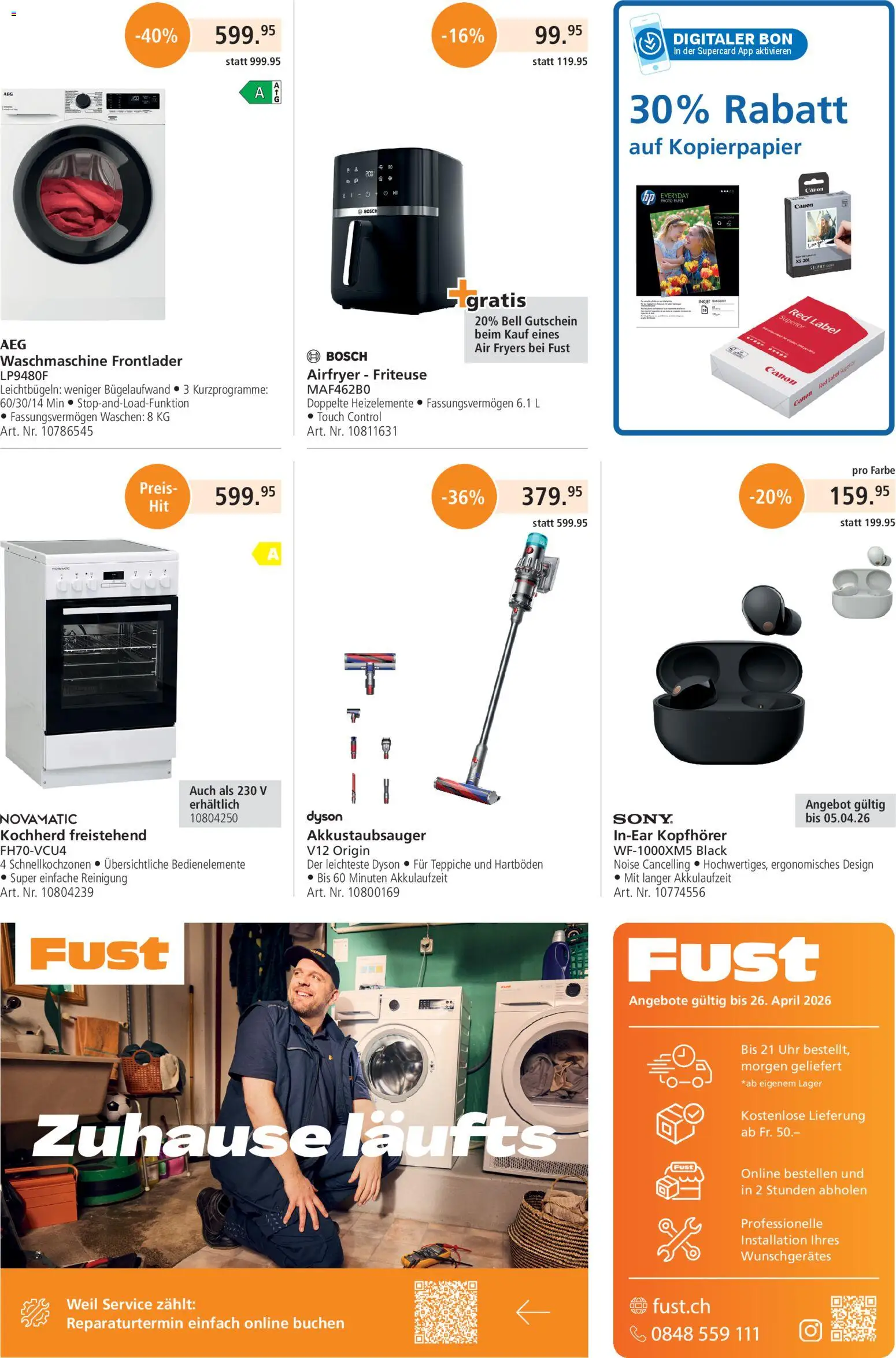 Fust aktionen – gültig ab 23.03.2026 | Seite: 40 | Produkte: Friteuse, Uhr, Bosch, Dyson