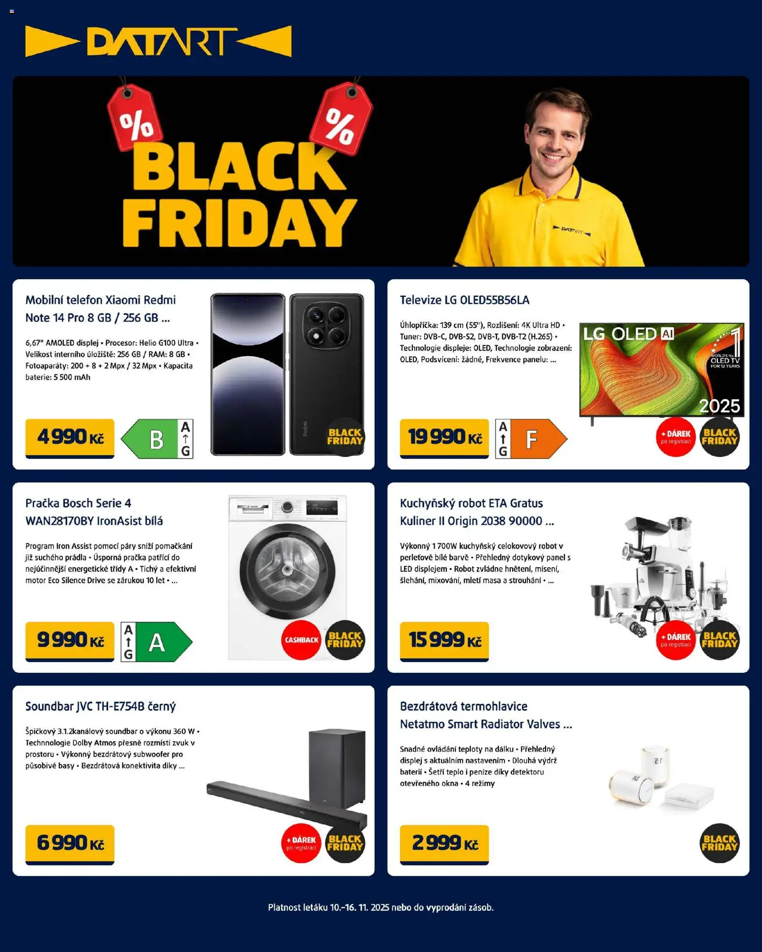 Datart Black Friday od 10.11.2025 | Strana: 1 | Produkty: Termohlavice, Oled tv, Robot, Televize