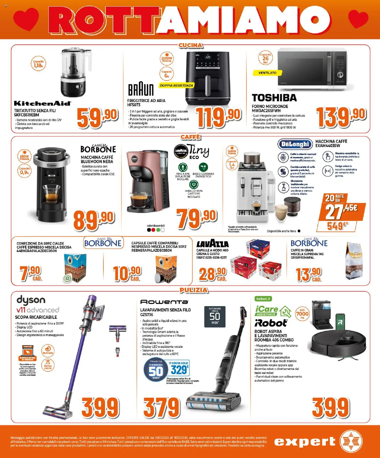 Volantino Expert del 29.01.2026 | Pagina: 10 | Prodotti: Friggitrice ad aria, Lavazza, Cialde borbone, Batteria