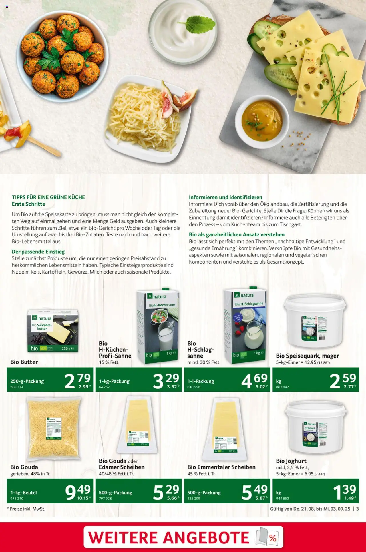 Selgros Gastronomie - gültig ab dem 21.08.2025 | Seite: 3 | Produkte: Milch, Butter, Edamer, Sahne