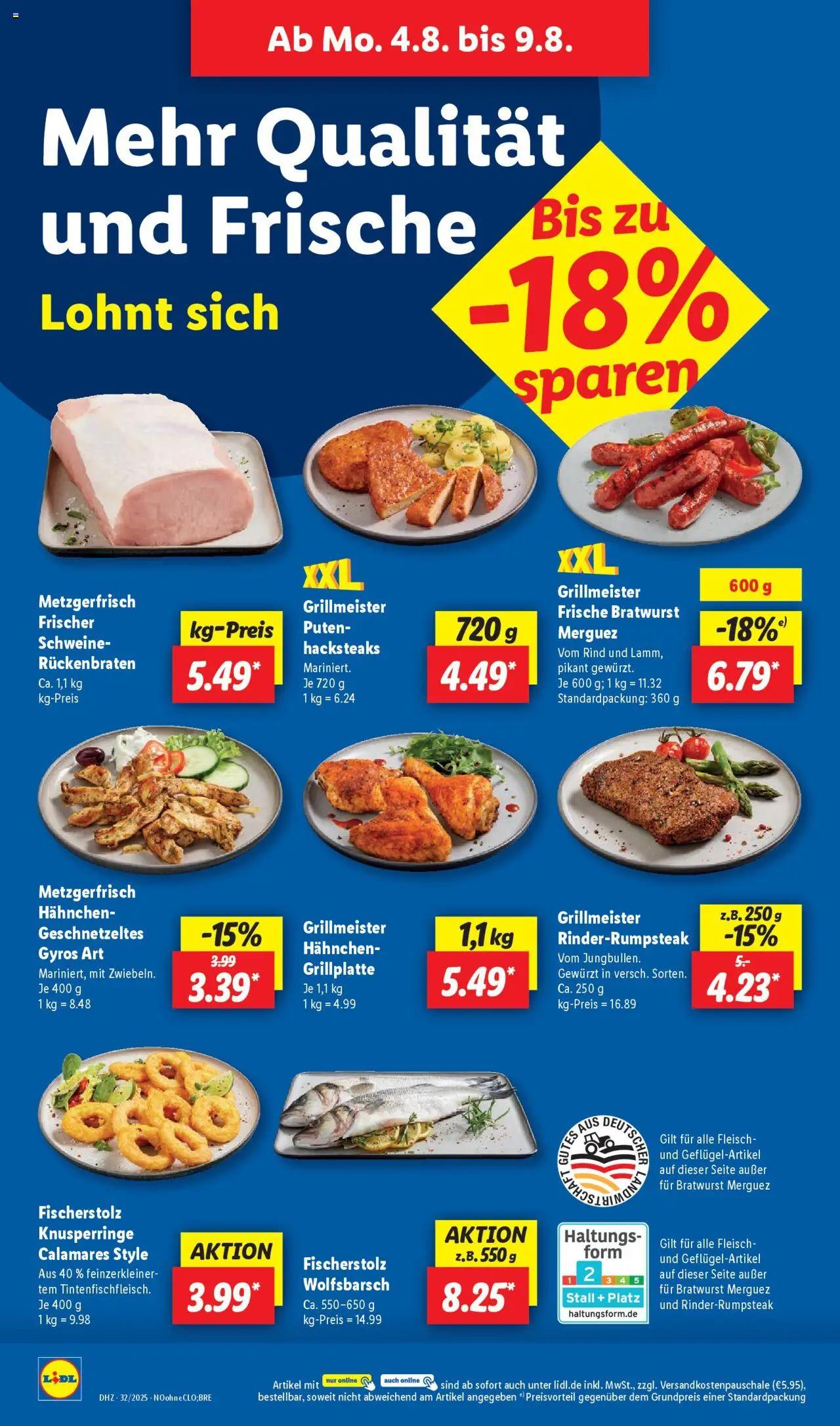 Lidl Prospekt Rahden - gültig ab dem 04.08.2025 | Seite: 10 | Produkte: Hahnchen, Bratwurst, Gyros, Fleisch
