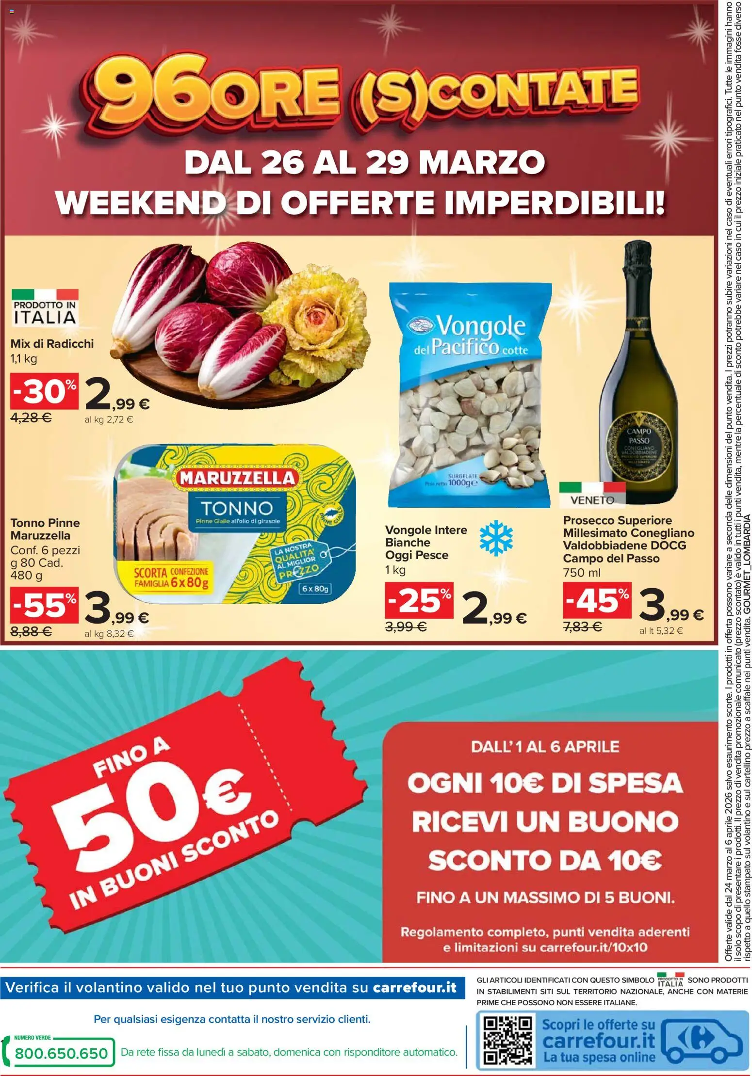 Volantino Carrefour del 24.03.2026 | Pagina: 30 | Prodotti: Vongole, Prosecco, Pinne, Scaffale