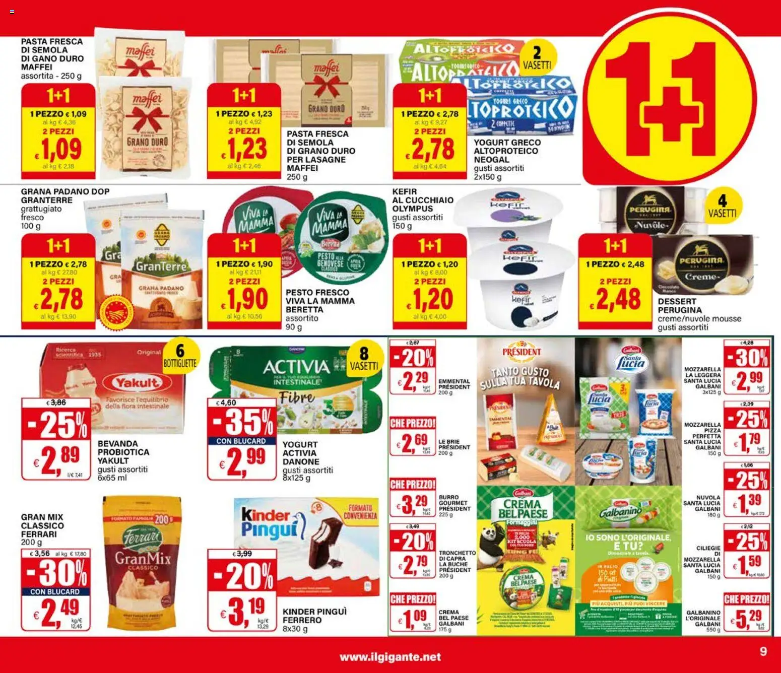 Volantino Il Gigante del 10.11.2025 | Pagina: 9 | Prodotti: Yogurt, Burro, Pasta, Pesto
