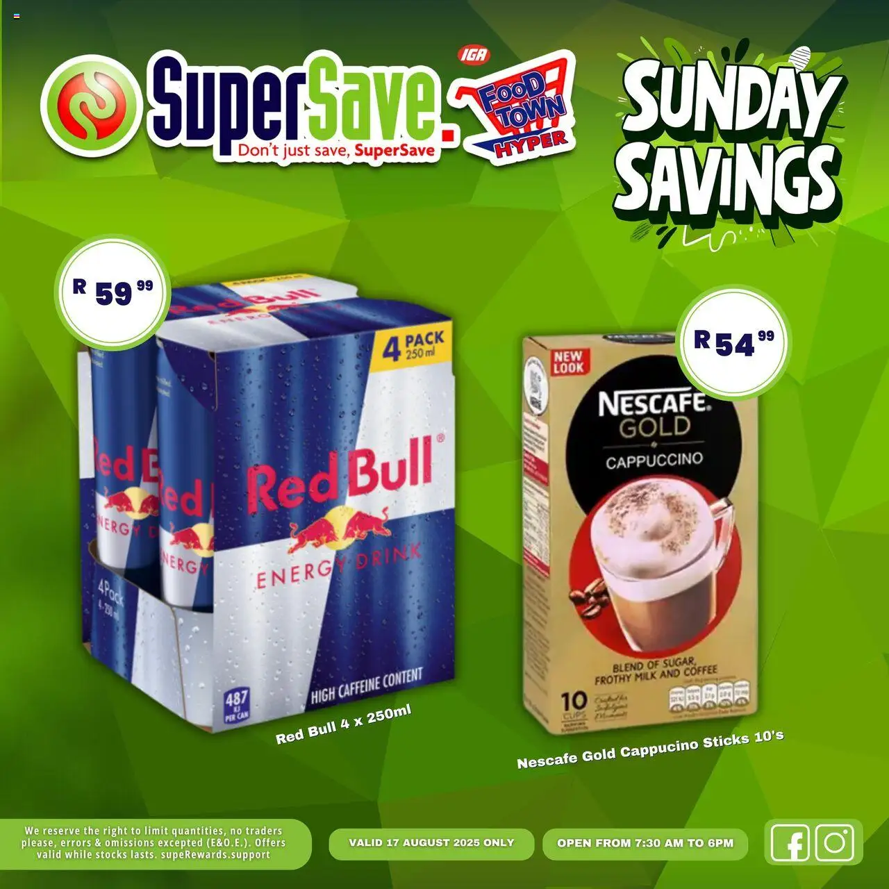 Super Save Sunday Specials │ valid from 17.08.2025 | Page: 29 | Products: Milk, Coffee, Sugar