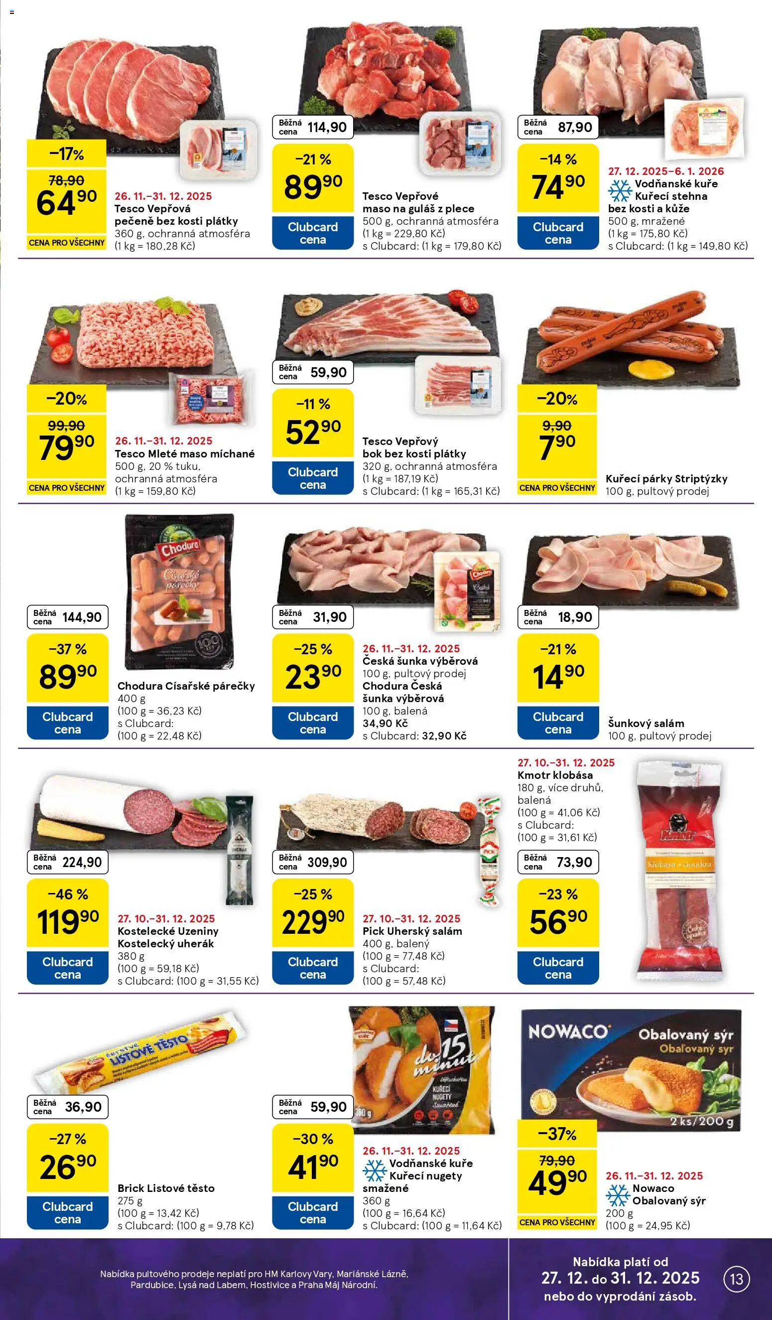 Tesco leták - Hypermarket od 27.12.2025 | Strana: 13 | Produkty: Uherák, Vepřová pečeně, Vepřový bok, Mleté maso
