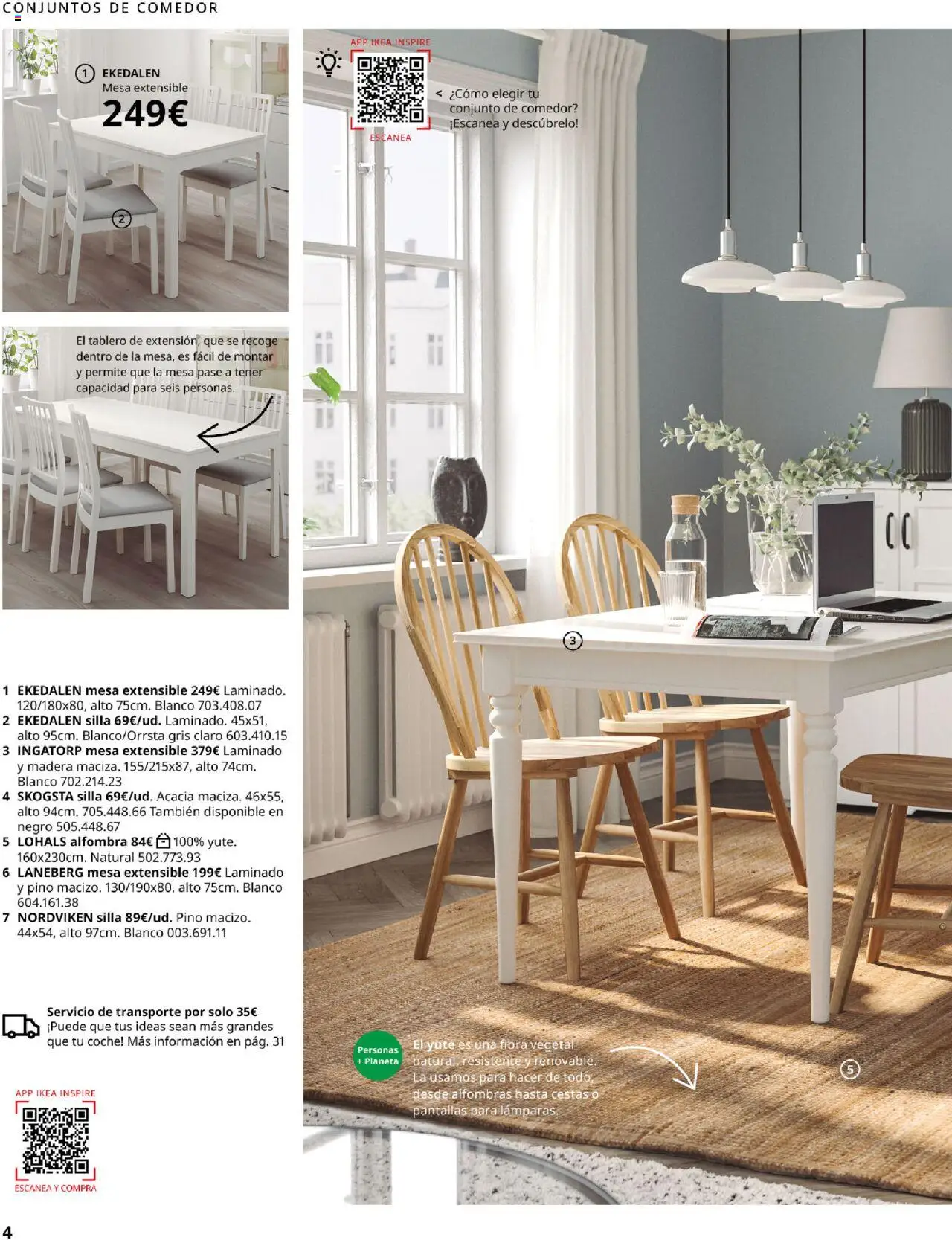 Catálogo IKEA Comedores │ válido desde el 04.02.2025 | Página: 4 | Productos: Mesa extensible, Mesa, Silla, Alfombra