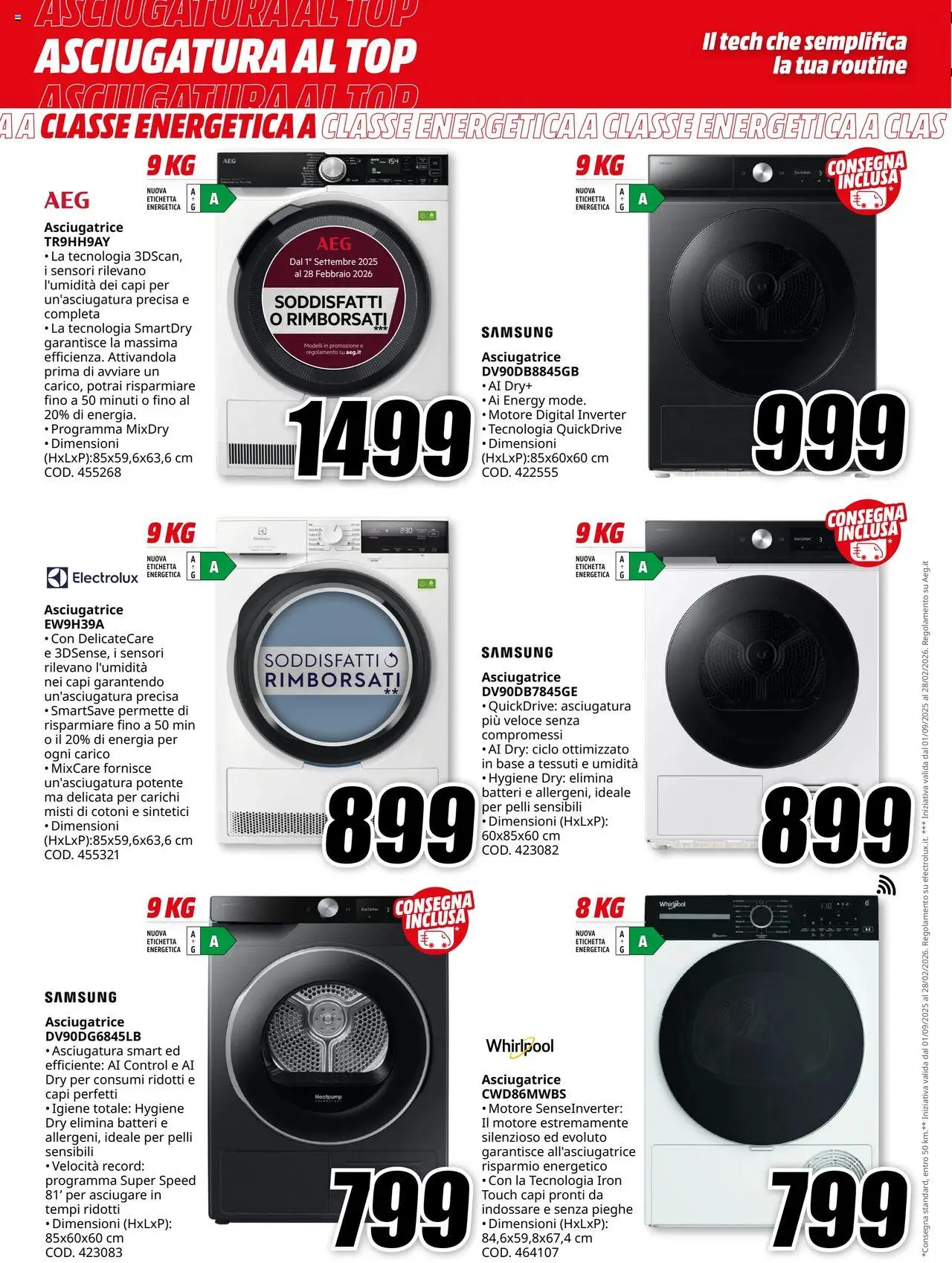 Volantino Media World del 03.10.2025 | Pagina: 2 | Prodotti: Top, Asciugatrice, Samsung