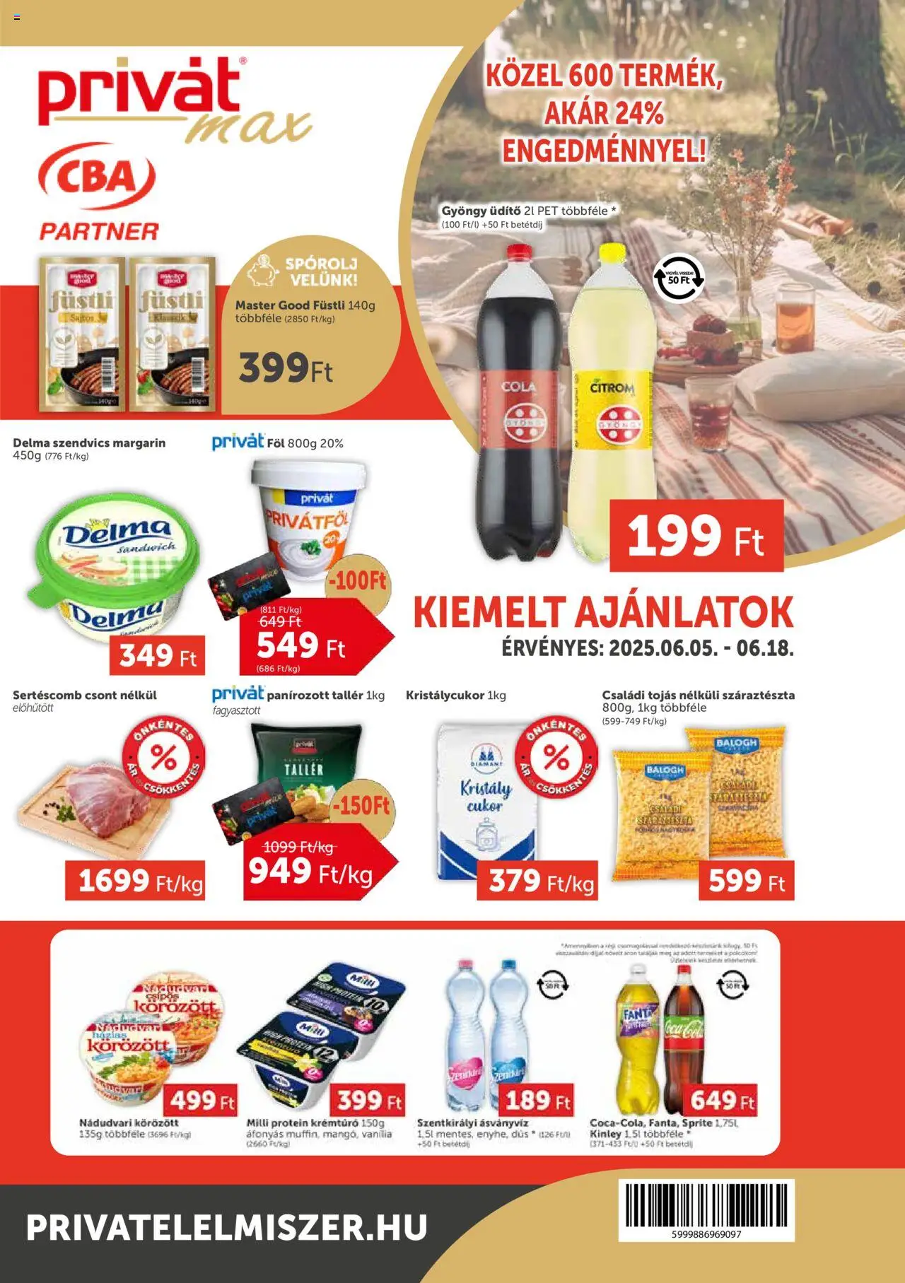 PRIVÁT akciós ujság - amely érvényes a következő dátumtól: 05.06.2025 | Oldal: 1 | Termékek: Protein, Cola, Tojás, Só