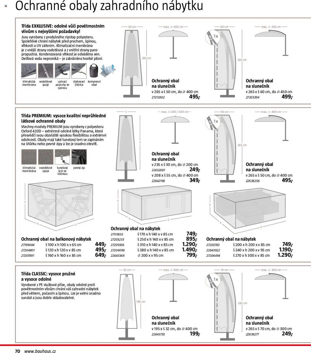 Bauhaus katalog Zahradní nábytek od 01.04.2025 | Strana: 70 | Produkty: Voda, Nábytek, Modely, Slunečník