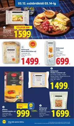 Hatherwood Cheddar sajt, Zsírtartalom: 48%, 400 g - amely érvényes a következő dátumtól: 12.03.2026 | Oldal: 36