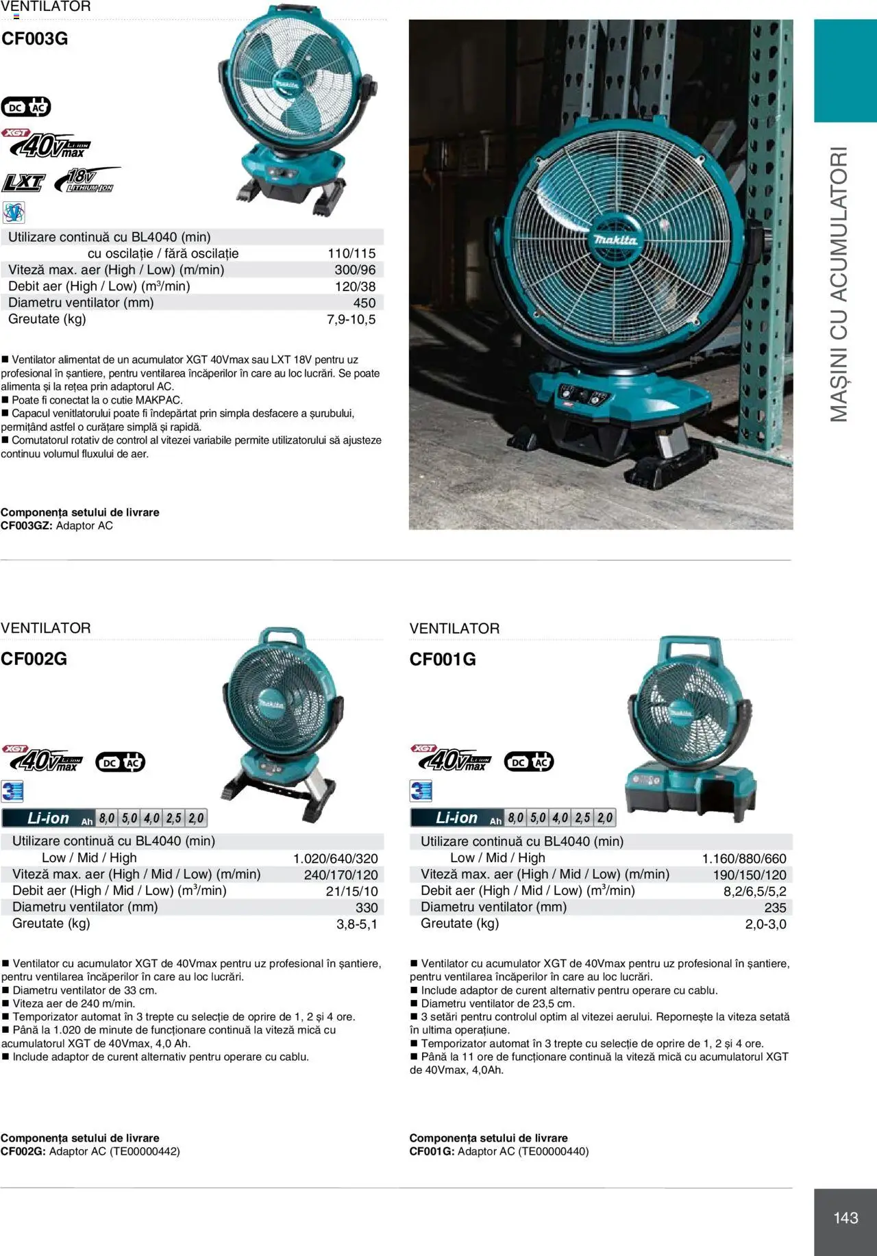 Noul catalog Makita – valabil de la 08.01.2025 | Pagină: 143 | Produse: Adaptor, Ventilator, Cutie