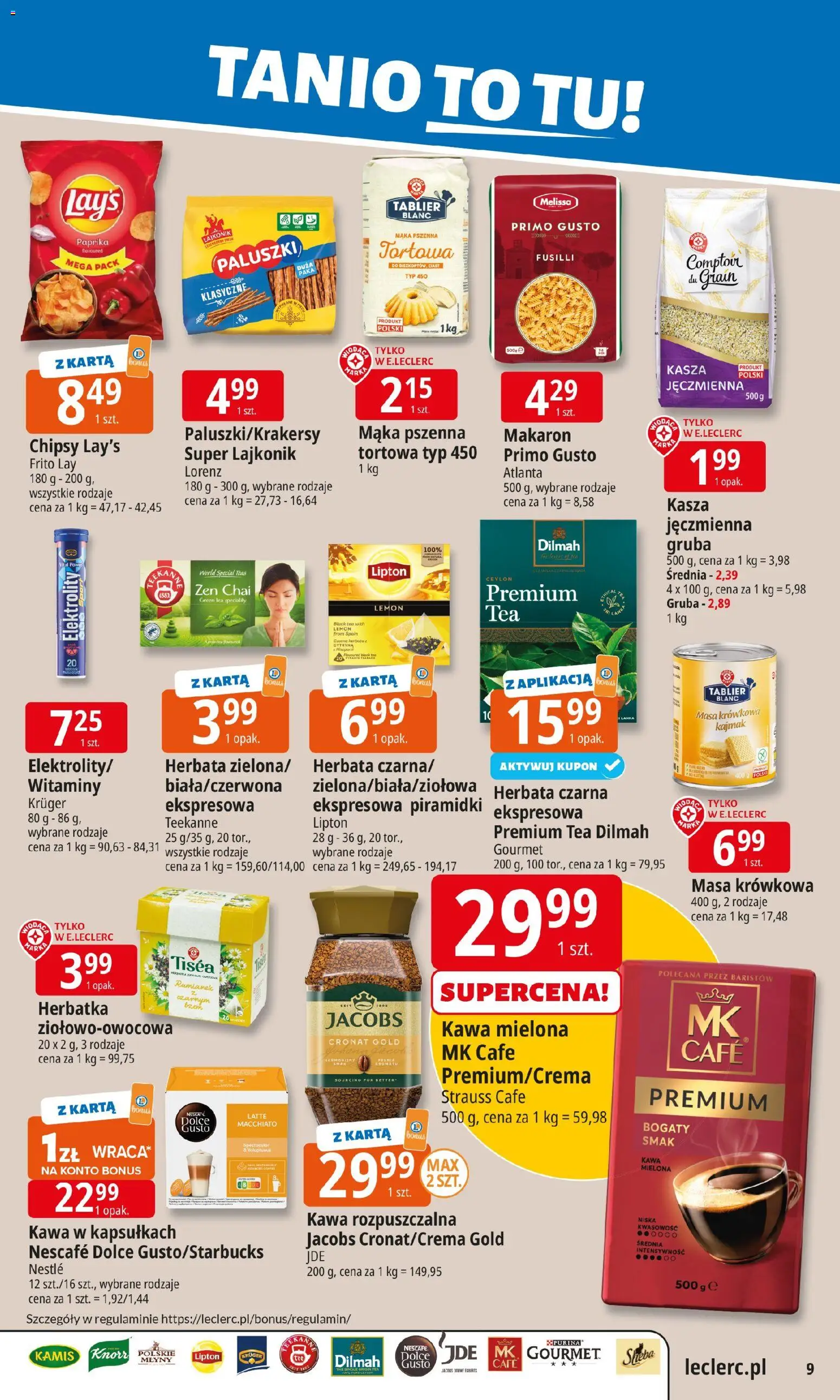 E.Leclerc Gazetka - Elbląg od 04.11.2025 | Strona: 9 | Produkty: Kasza, Kajmak, Paluszki, Makaron