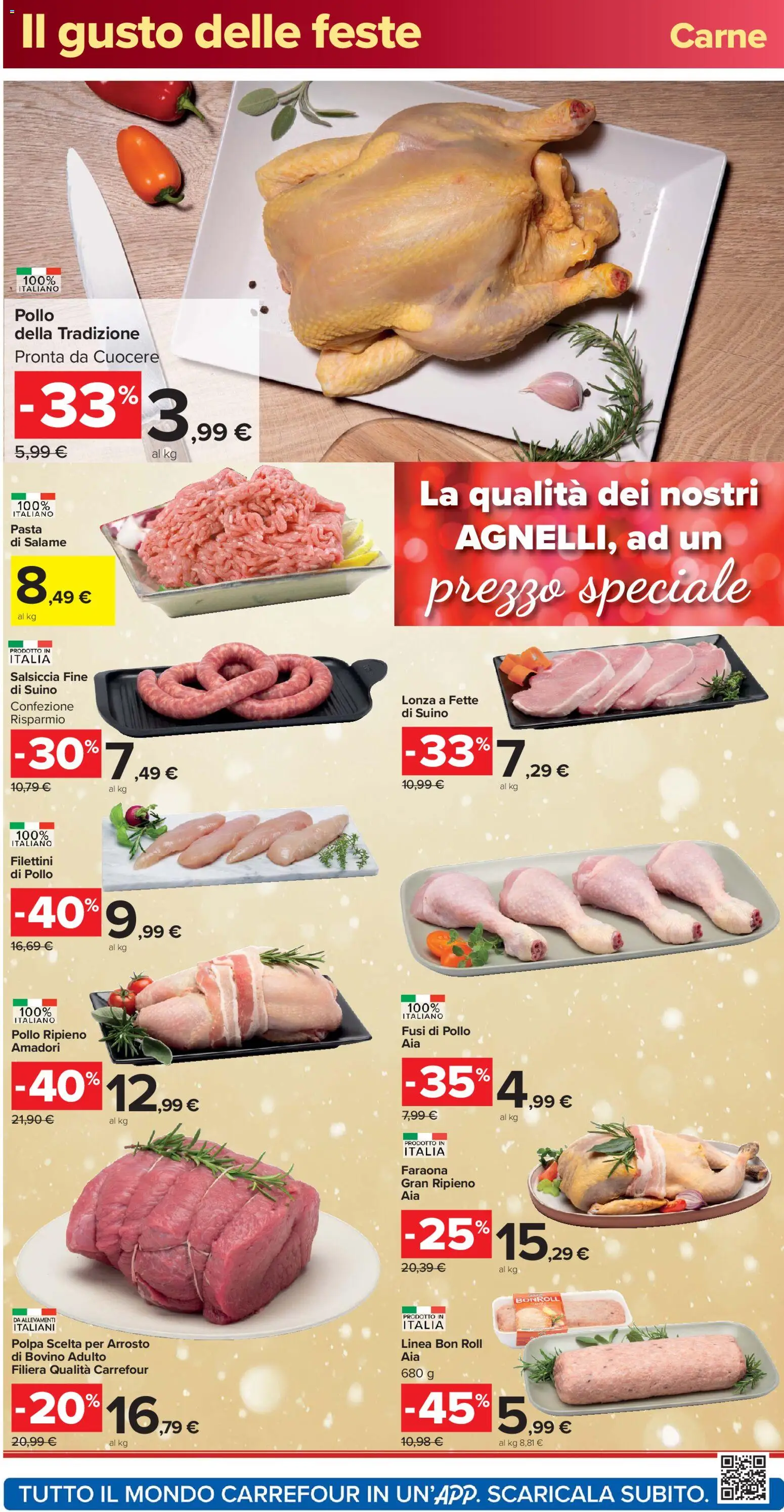 Volantino Carrefour del 16.12.2025 | Pagina: 14 | Prodotti: Bovino, Salame, Salsiccia, Pasta
