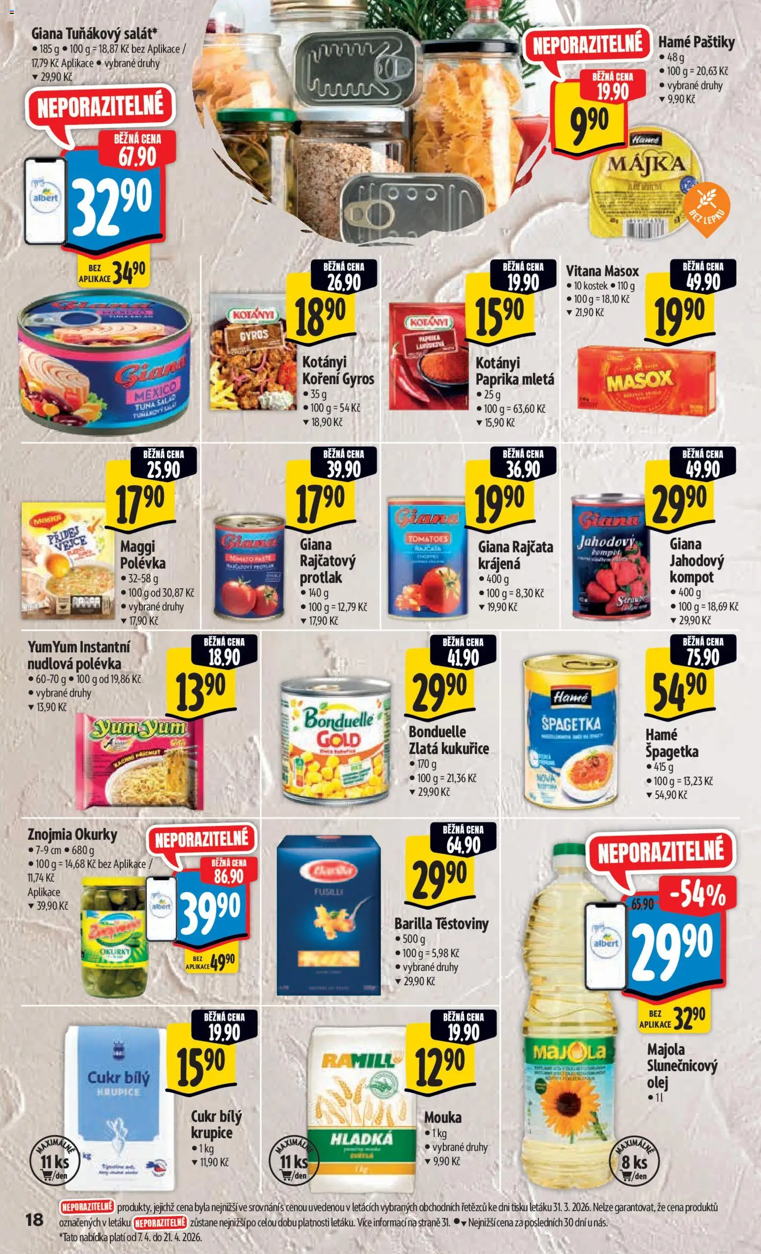 Albert leták - Hypermarket od 07.04.2026 | Strana: 28 | Produkty: Olej, Yum Yum, Krupice, Okurky