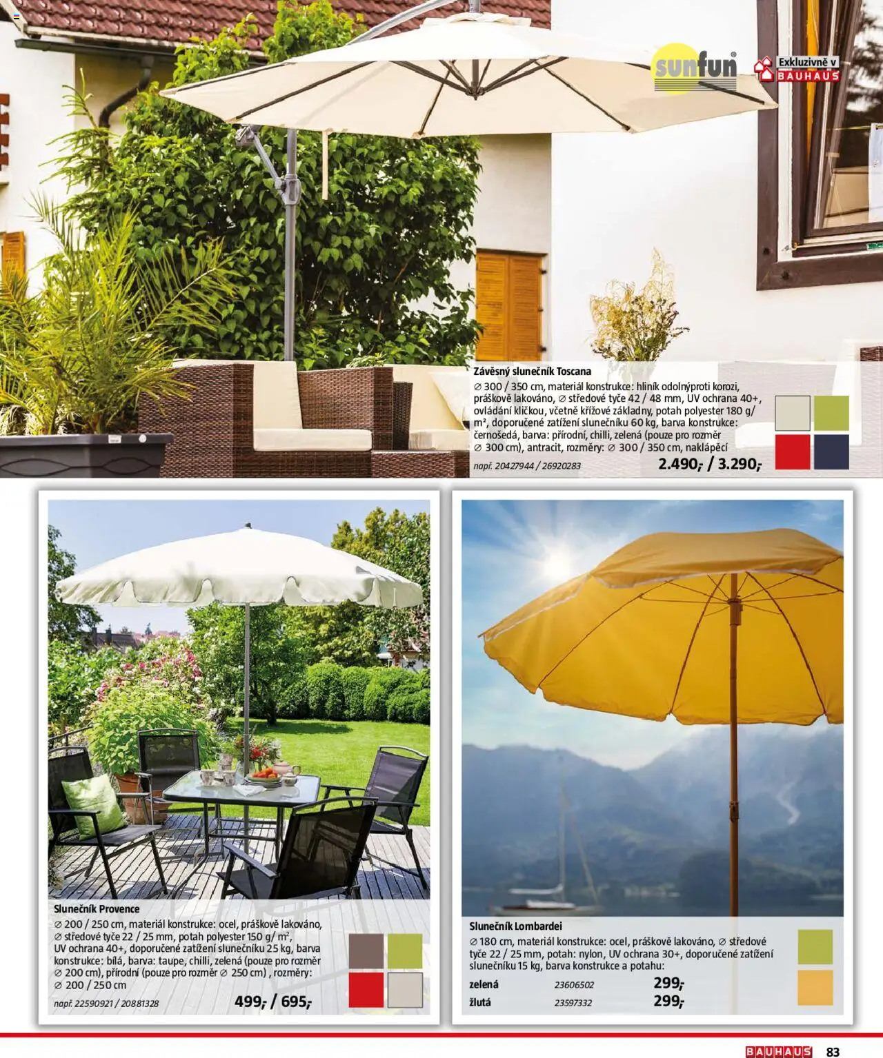 Bauhaus katalog Zahradní nábytek od 01.04.2025 | Strana: 83 | Produkty: Slunečník