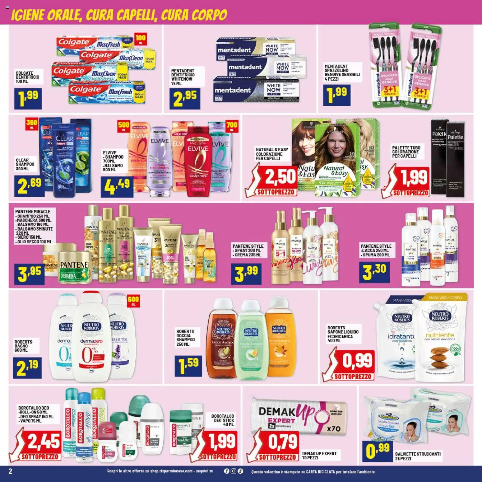 Volantino RisparmioCasa del 24.01.2026 | Pagina: 2 | Prodotti: Sapone, Dentifricio, Tubo, Bagno