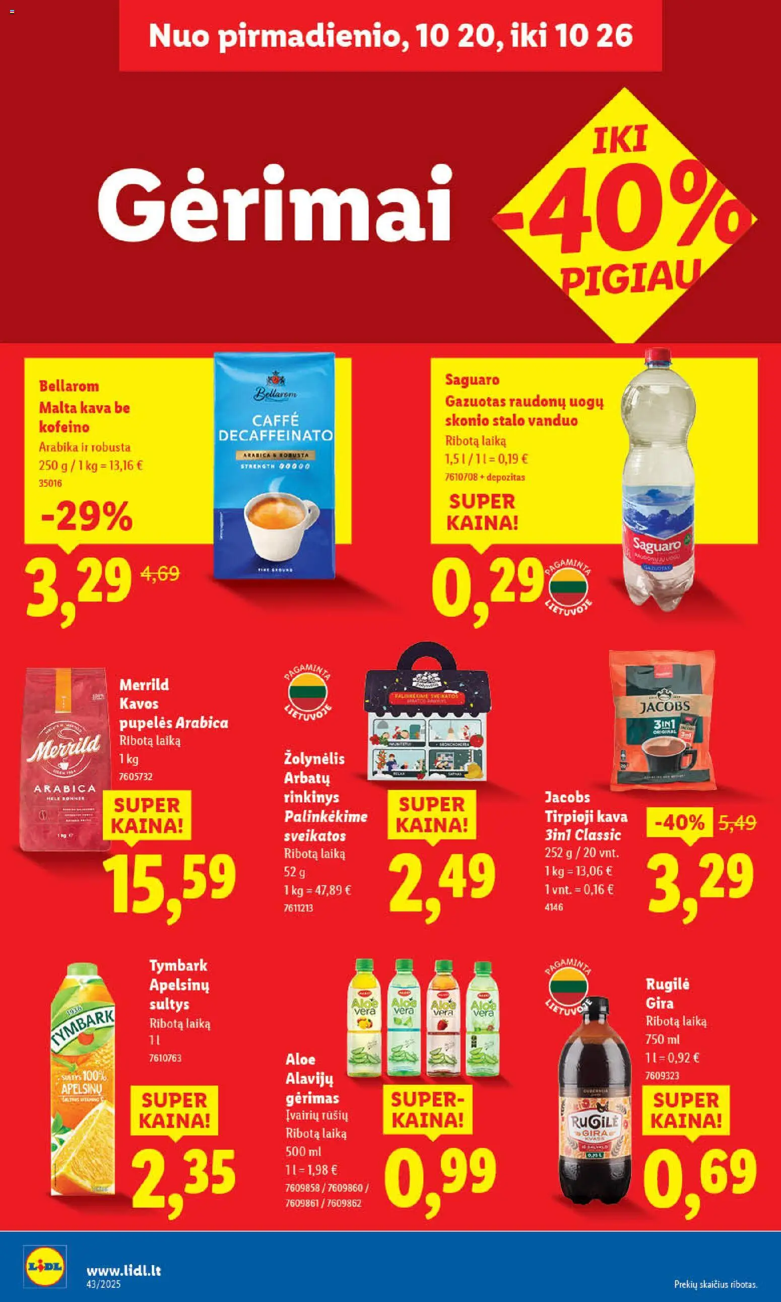 LIDL akcijos nuo 23.10.2025 | Puslapis: 46 | Prekių: Pupelės, Tirpioji kava, Kava, Sultys
