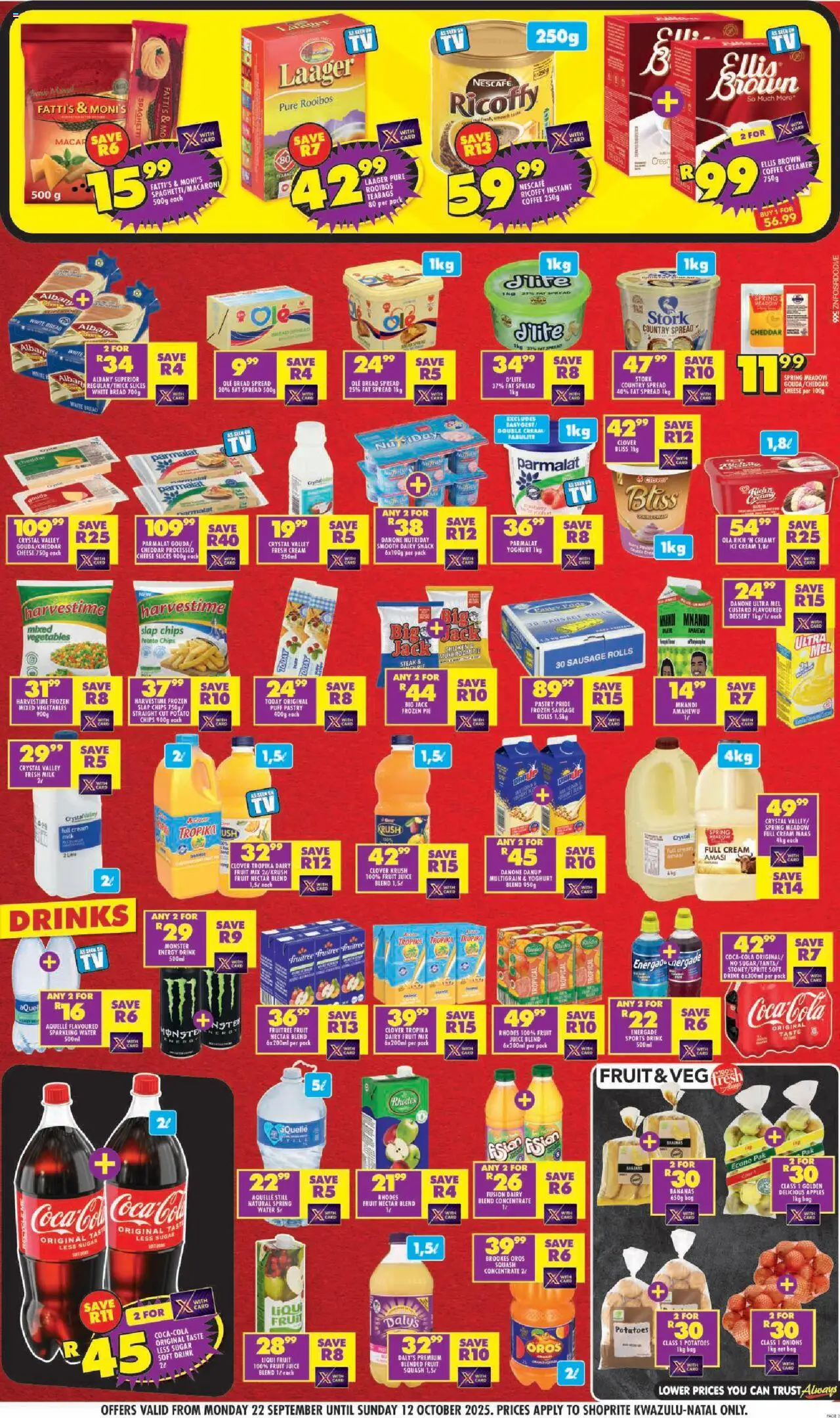 New Shoprite catalogue – valid from 22.09.2025 | Page: 3 | Products: Squash, Milk, Pork, Potatoes