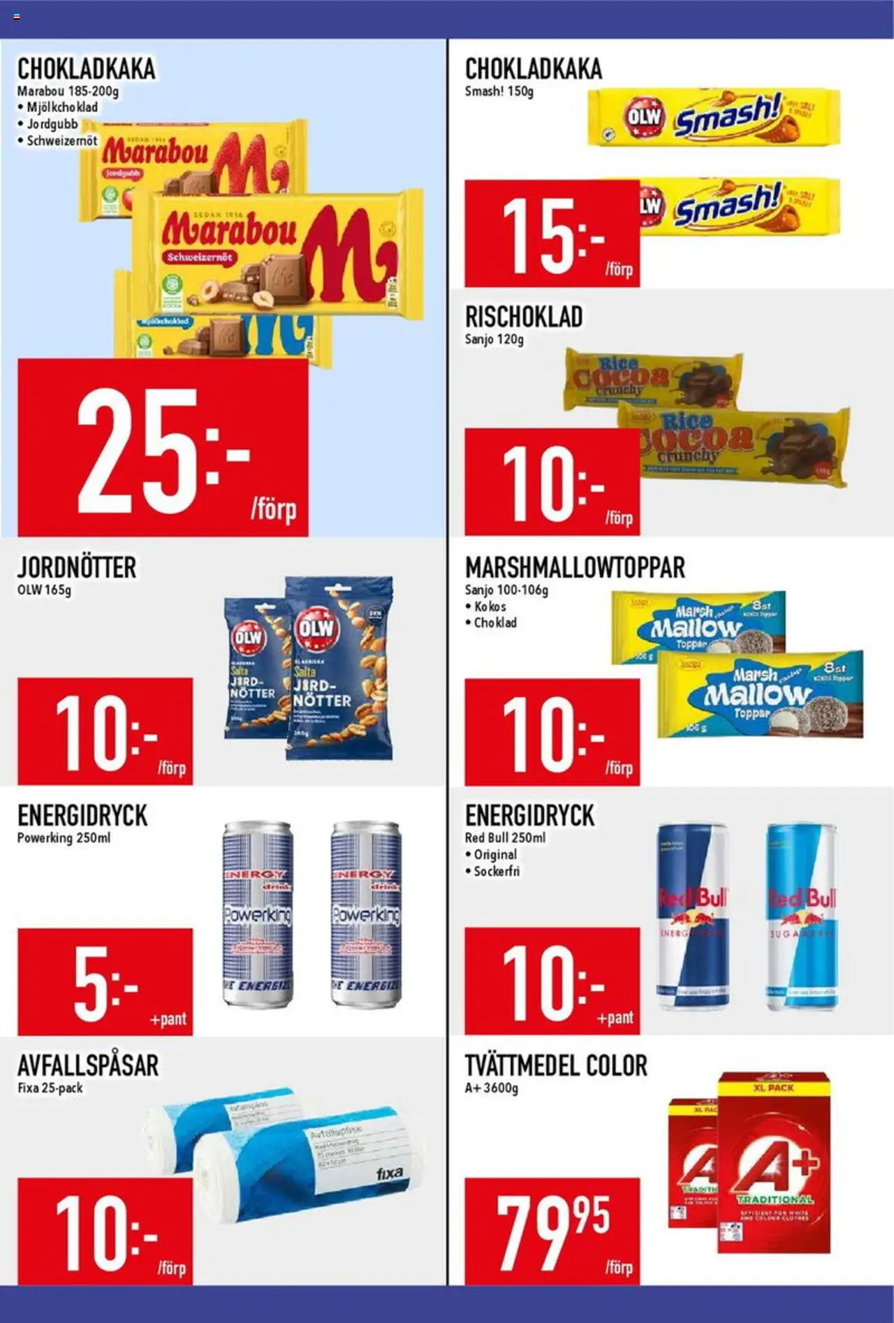 Matdax reklamblad aktuell från 25.08.2025 | Sida: 17 | Produkter: Red bull, Chokladkaka, Jordnötter, Energidryck