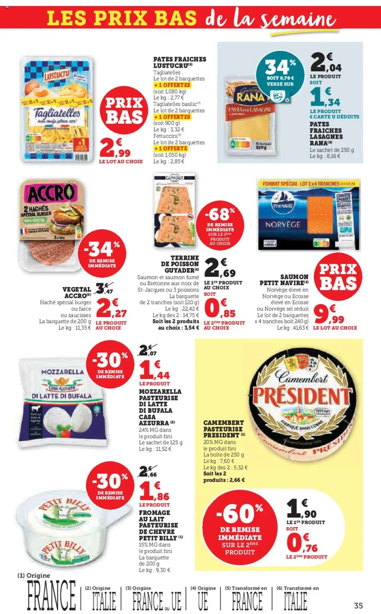  | Page: 35 | Produits: Lasagnes, Fromage, Poisson, Camembert