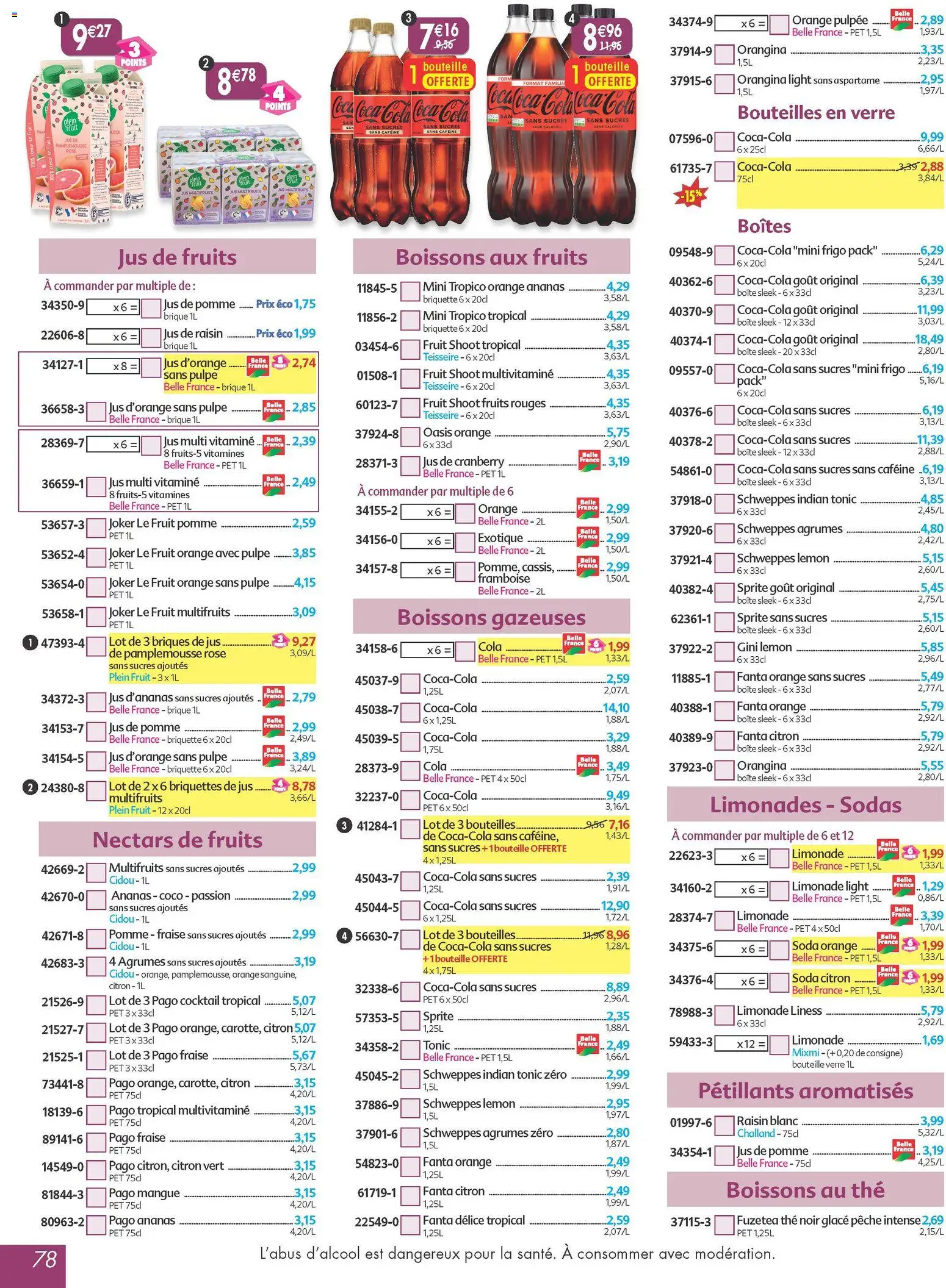 {H1} | Page: 78 | Produits: Fraise, Jus d'orange, Pomme, Briques