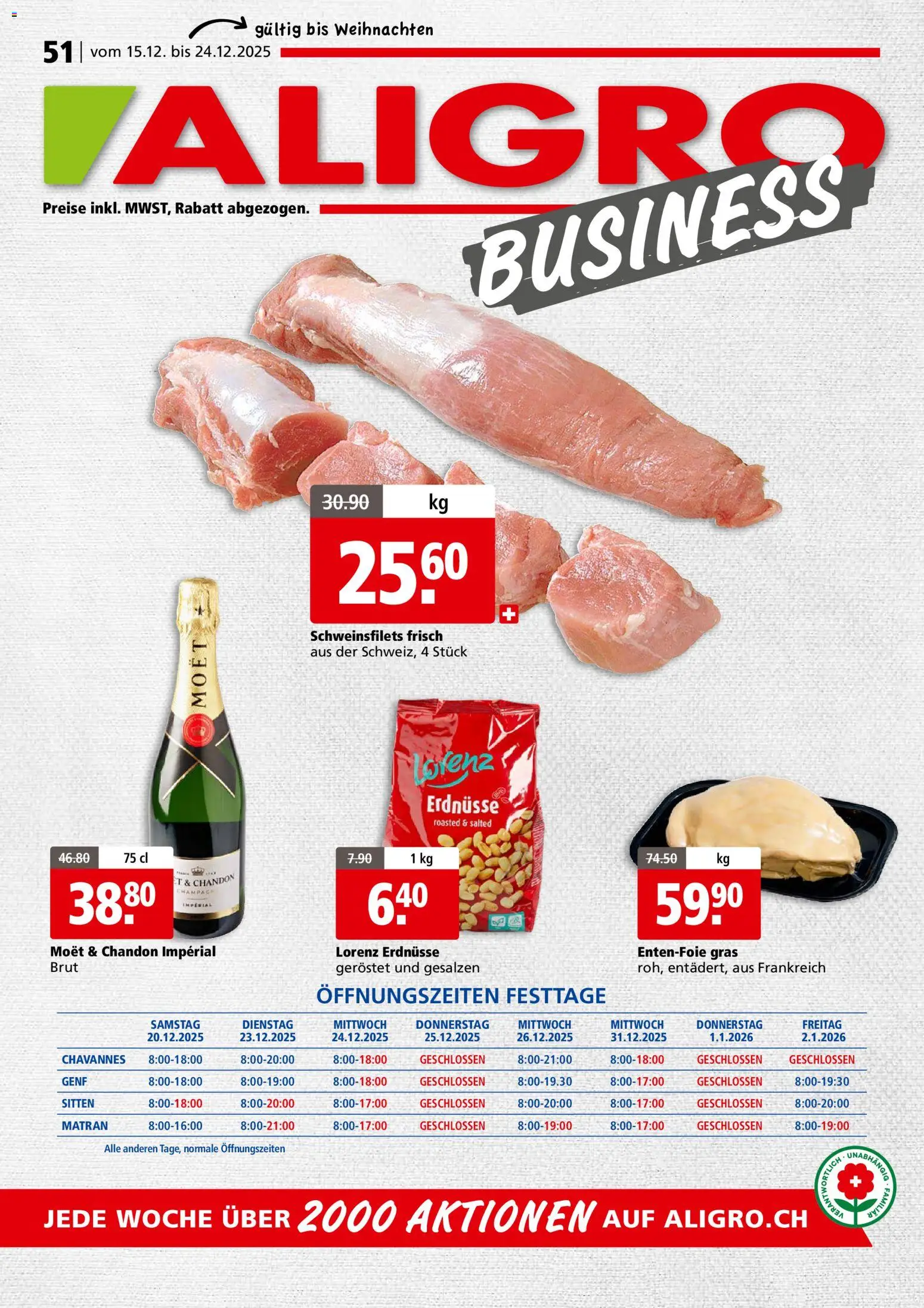 Aligro Aktionen Business Chavannes, Matran, Genf, Sitten – gültig ab 15.12.2025 | Seite: 1 | Produkte: Erdnüsse