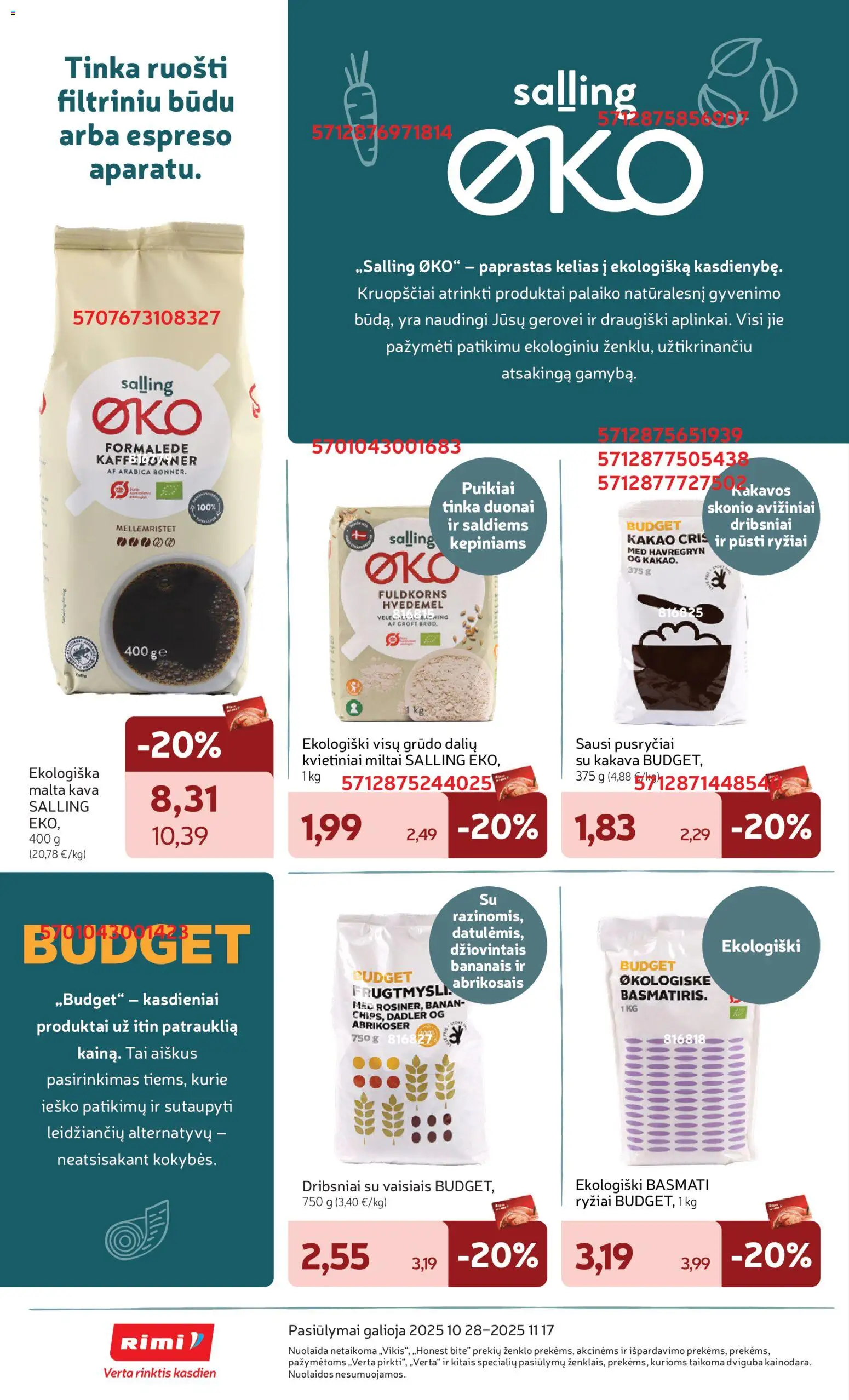 Rimi akcijos nuo 28.10.2025 | Puslapis: 4 | Prekių: Kava, Miltai, Ryžiai, Dribsniai