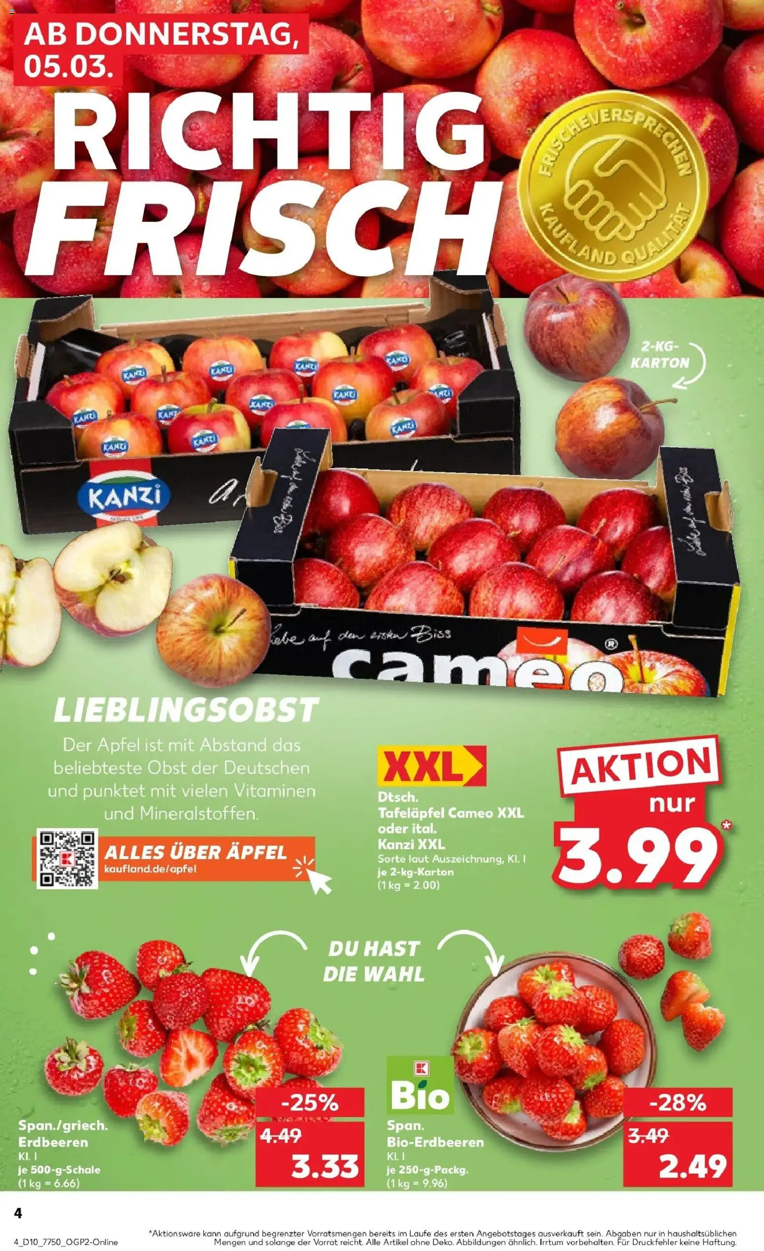 Kaufland Prospekt Pirmasens	 – gültig ab 05.03.2026 | Seite: 4 | Produkte: Äpfel, Obst, Erdbeeren