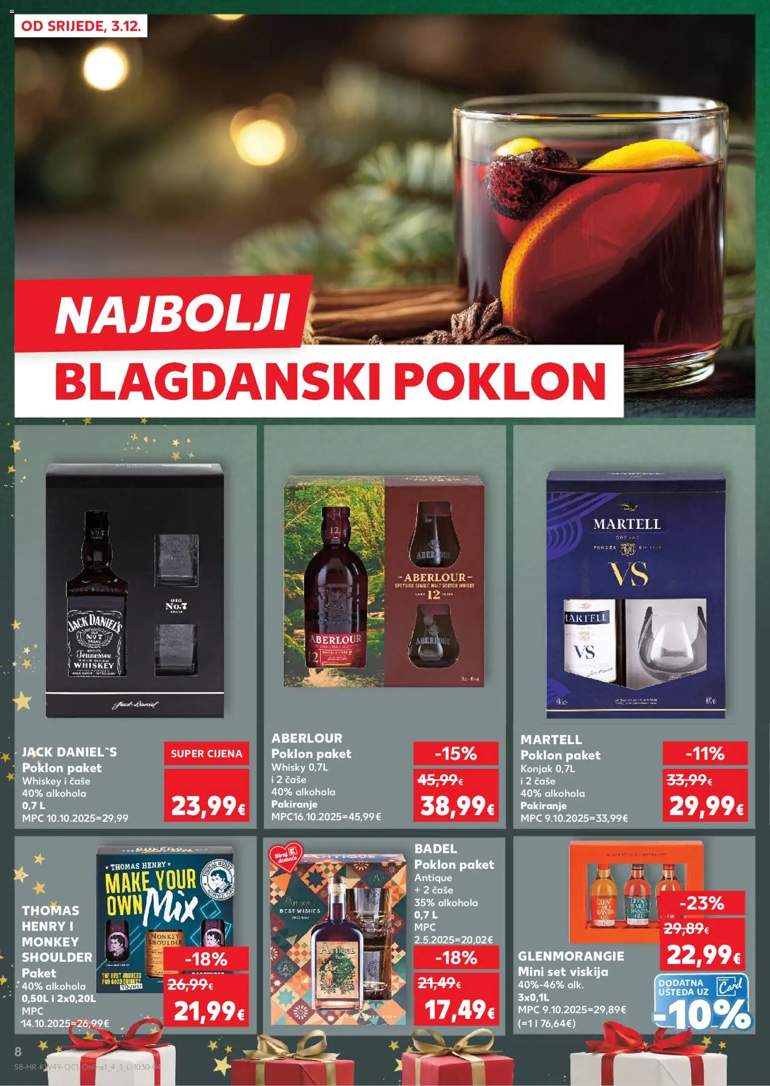 Kaufland HR akciós ujság - amely érvényes a következő dátumtól: 03.12.2025 | Oldal: 8 | Termékek: Whiskey, Whisky